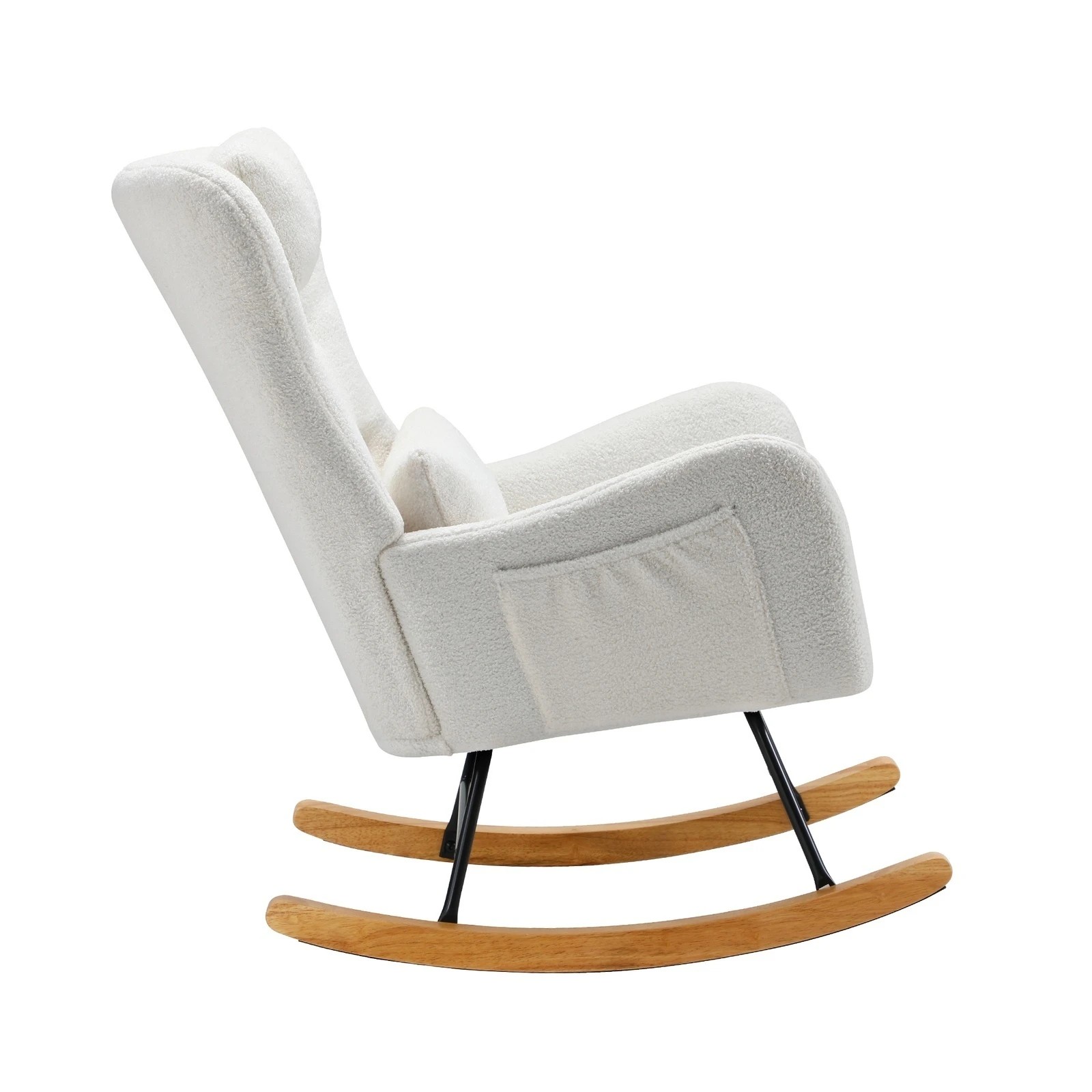 10 Oikiture 2x Rocking Chair Nursing Armchair Sherpa Chairs With 2 Pillow - White, 10 of 10