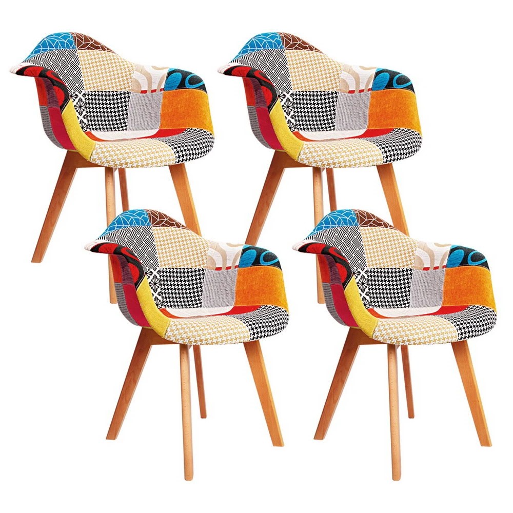 1 Artiss Dining Chairs Set of 4 Fabric Retro Replica DSW - Multi, 1 of 7