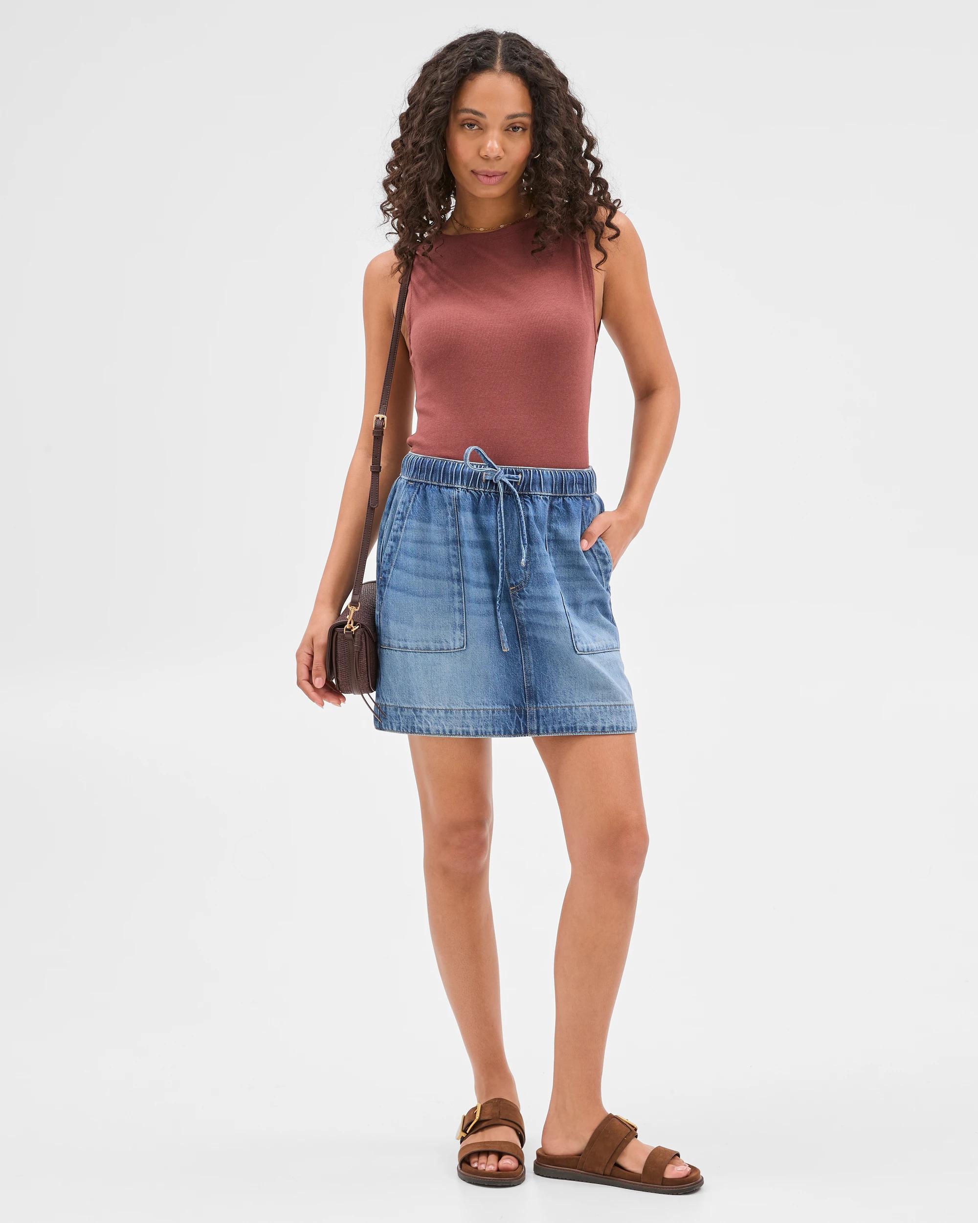 2 Target Denim Pull On Mini Skirt MEDITERRANEAN BLUE, 2 of 5