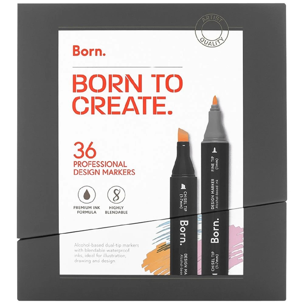 1 Born Professional Dual-Tip Artist Markers Assorted 36 Pack, 1 of 4