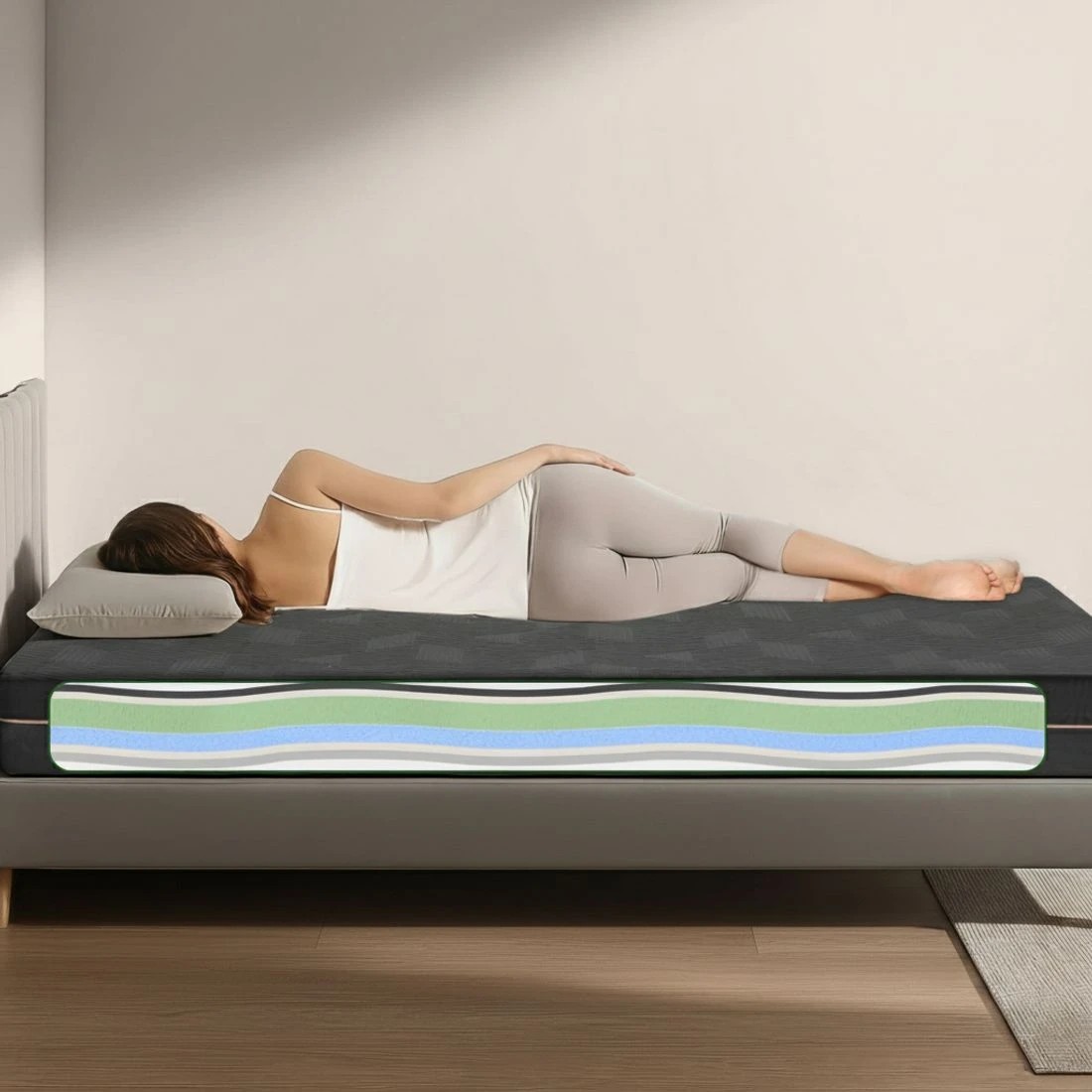 6 Giselle 18cm Memory Foam Mattress Green Tea Foam Cool Gel Foam Mattresses King - King Single Bed - Black, 6 of 10