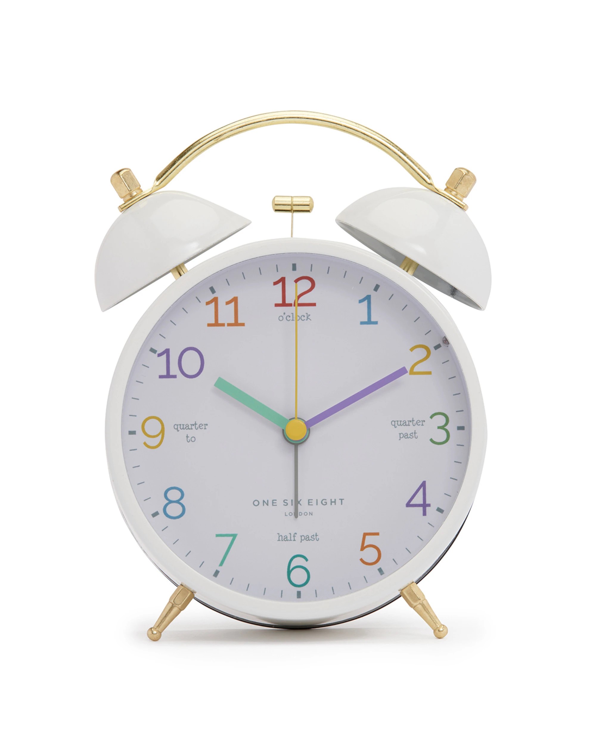 2 One Six Eight London Learn The Time Silent Alarm Clock - White, 2 of 4