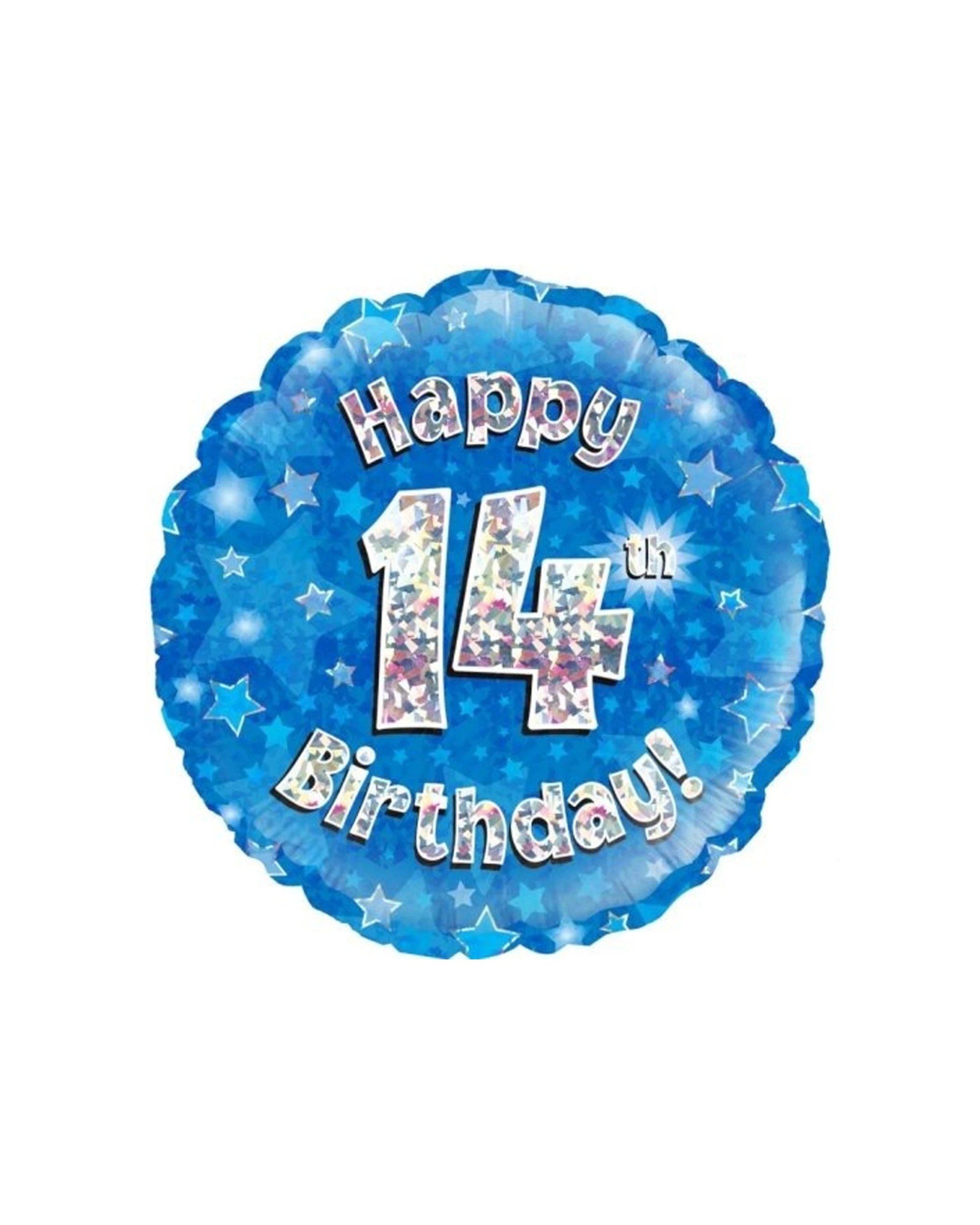 1 Alpen Foil Balloon Holo 14th Happy Birthday Party Decoration 45cm - Blue, 1 of 1