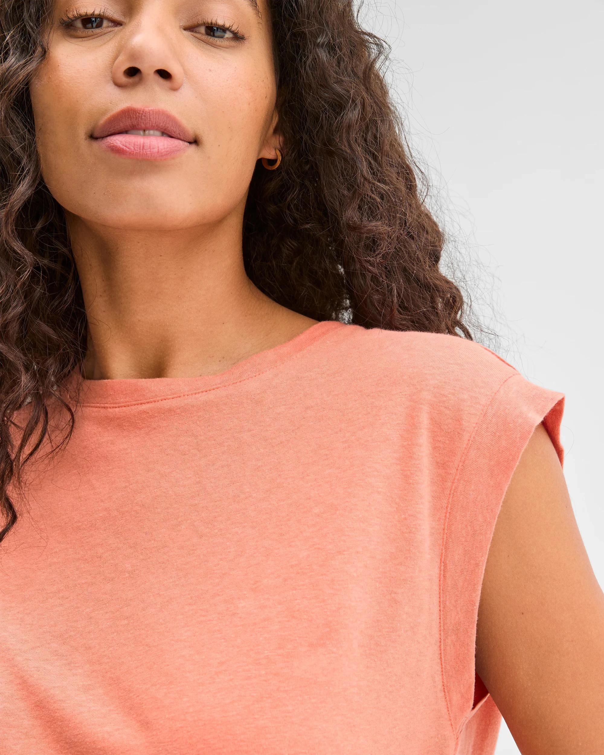 6 Target Woman European Linen Blend Muscle T-Shirt PAPAYA, 6 of 6