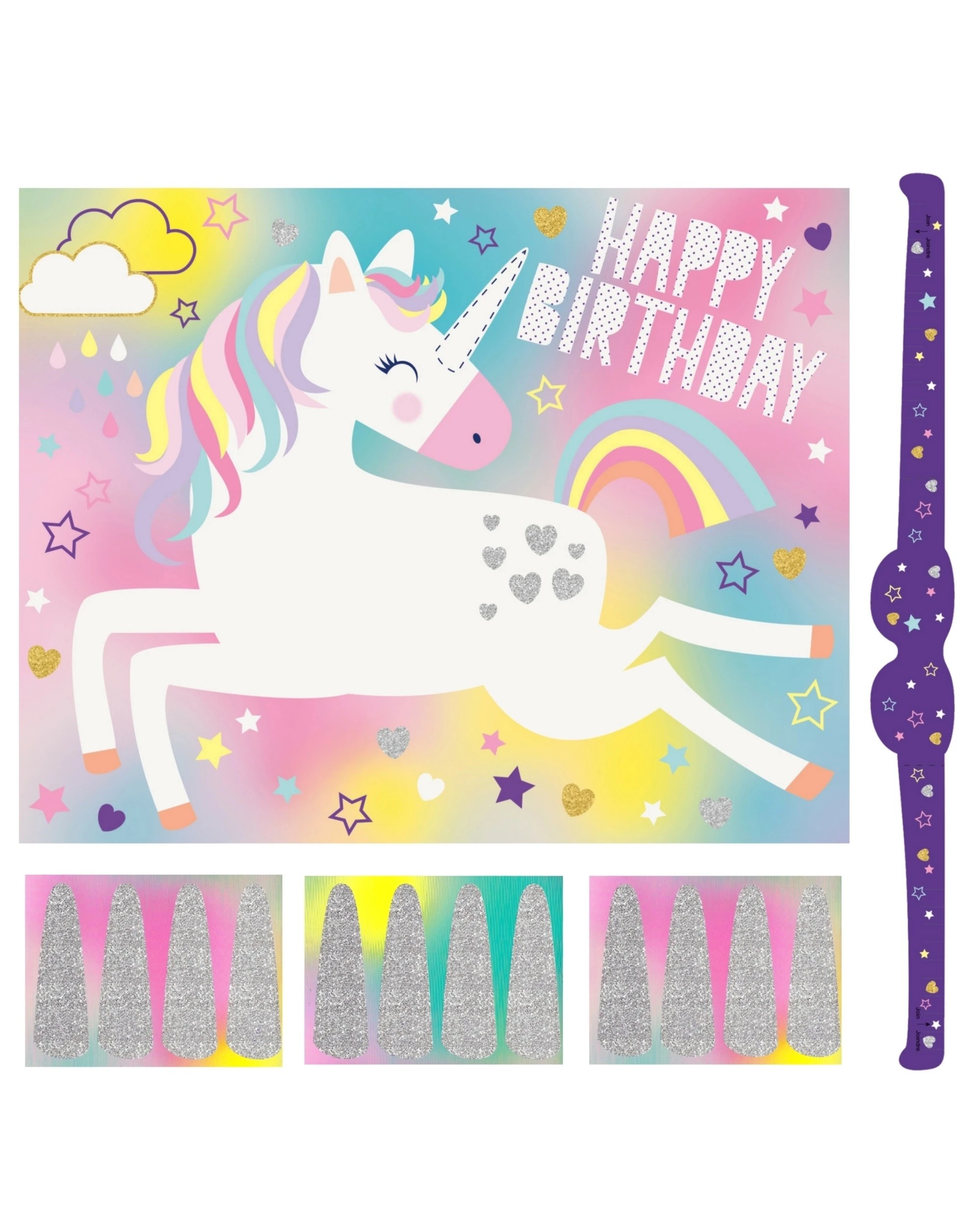1 Unique Hip Hip Hooray Unicorn Pin the Horn Party Game, 1 of 2
