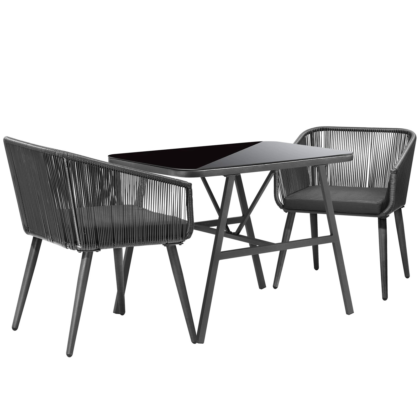 1 Livsip Outdoor Dining Setting 3 Piece Lounge Patio Furniture Table Chairs Set - Grey, 1 of 9