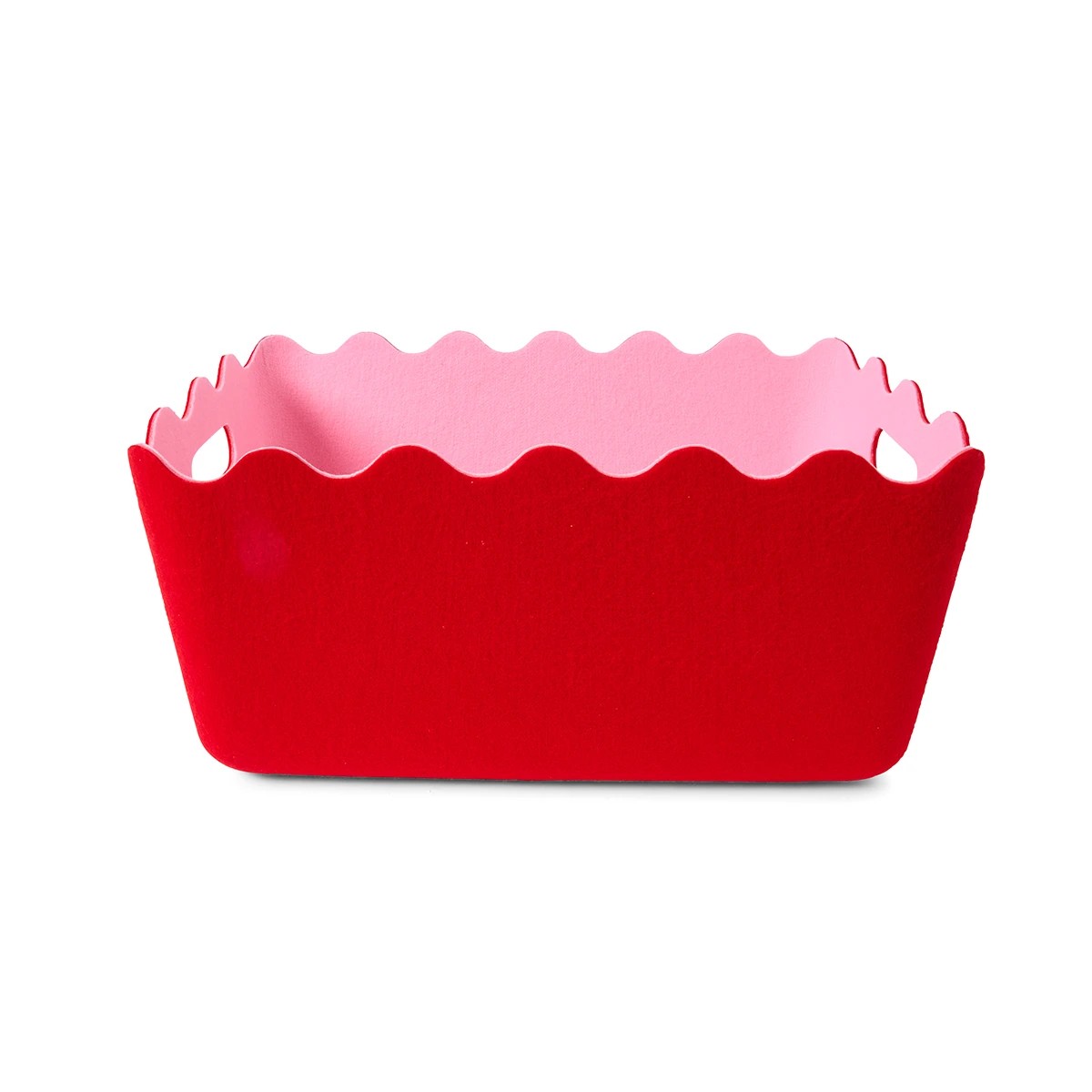 3 Two Tone Wave Felt Basket - Red, 3 of 7