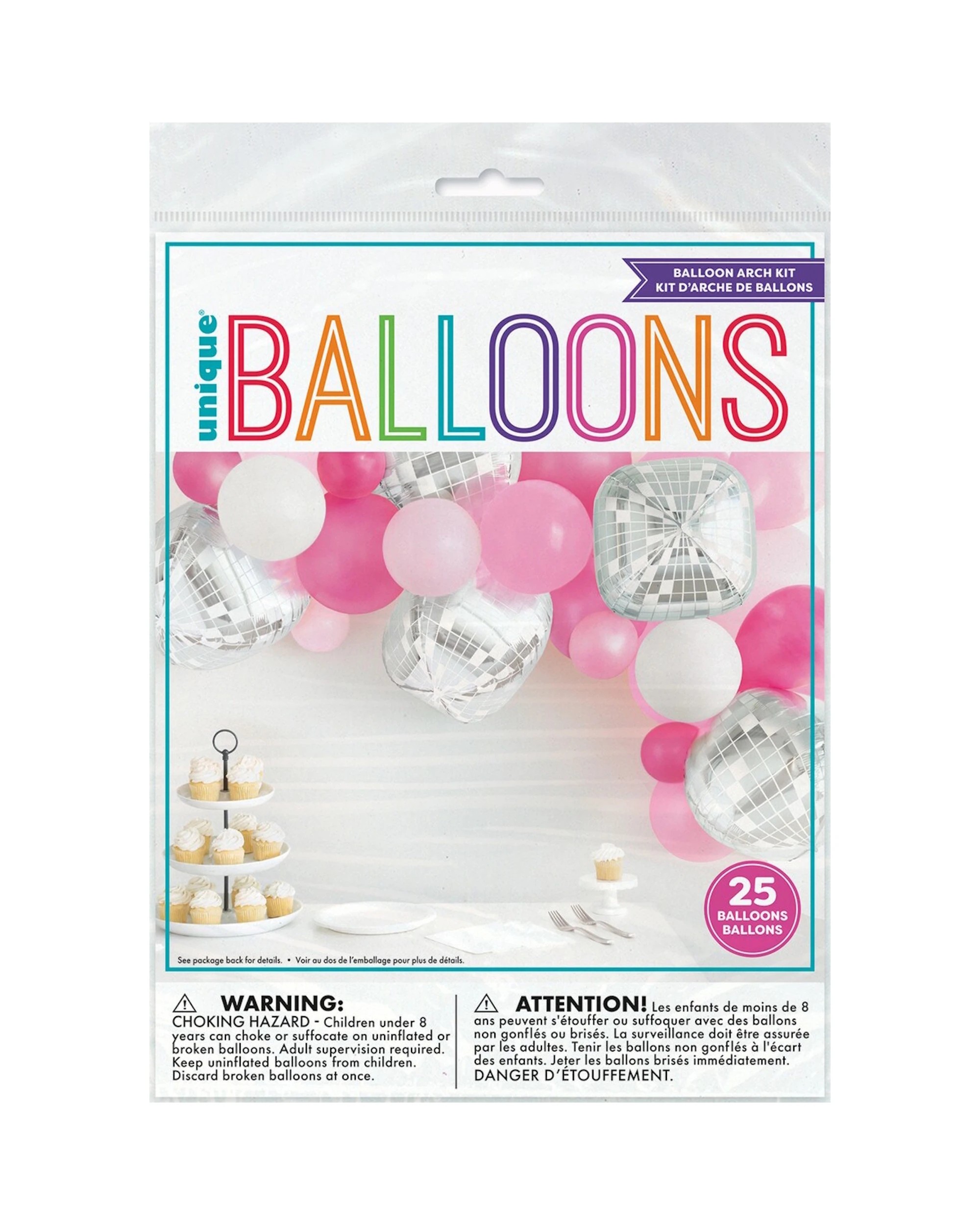 2 Unique Bright and Light Disco Ball Balloon Arch Kit - Pink, 2 of 3