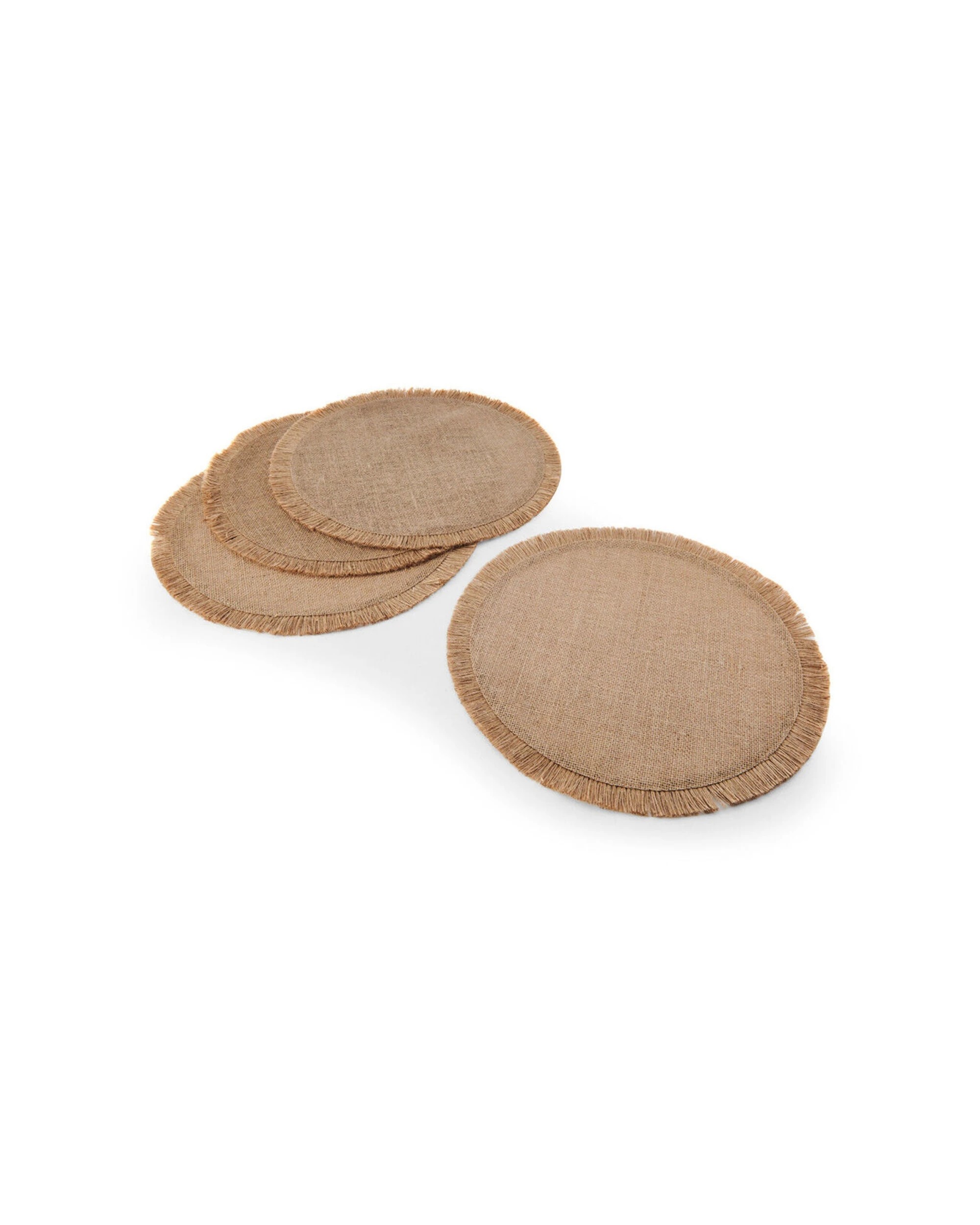 4 Mikasa 4pc Round Hessian Placemat Set - Brown, 4 of 6