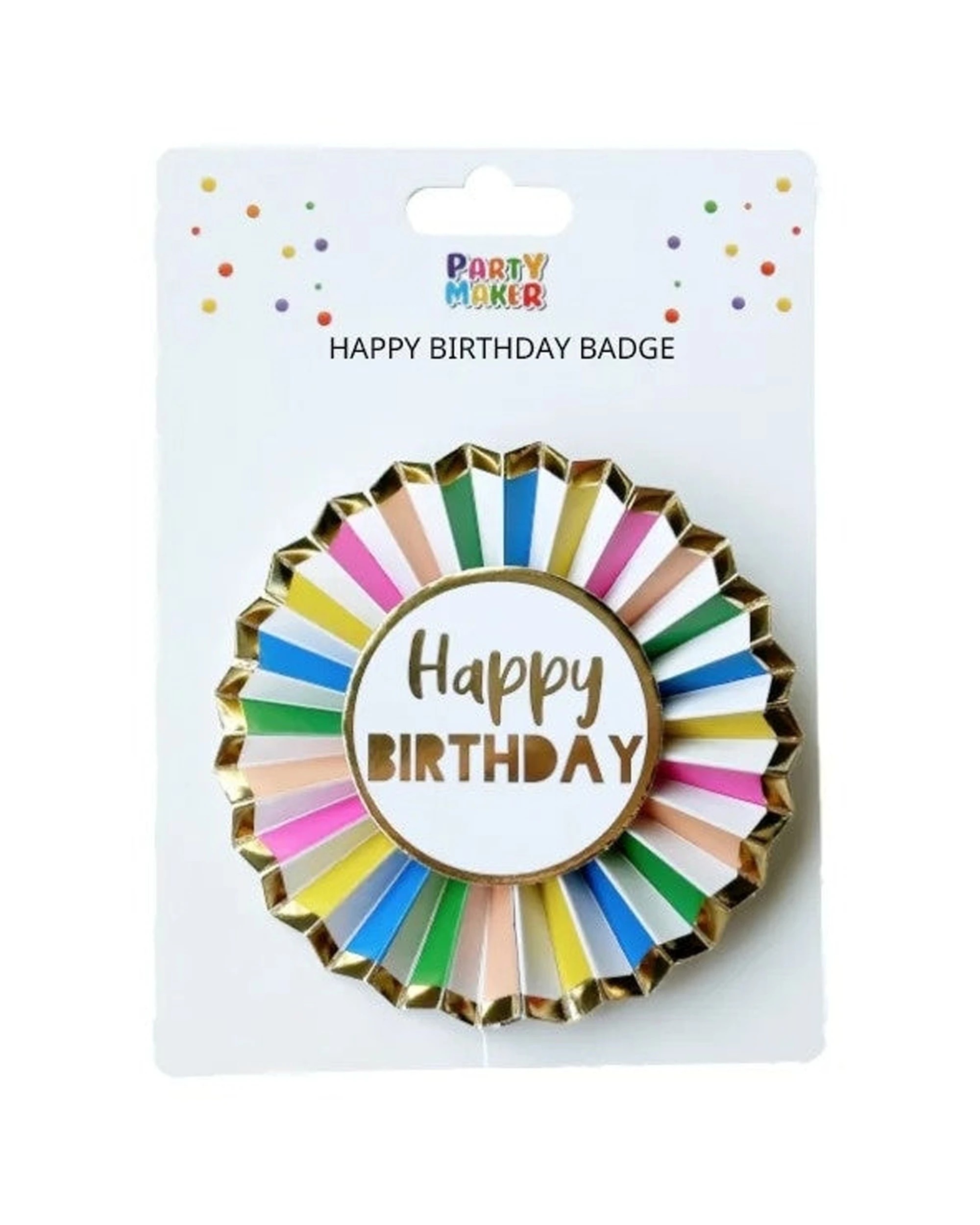 2 Party Maker Happy Birthday Badge Rainbow Accessory - Multi, 2 of 2