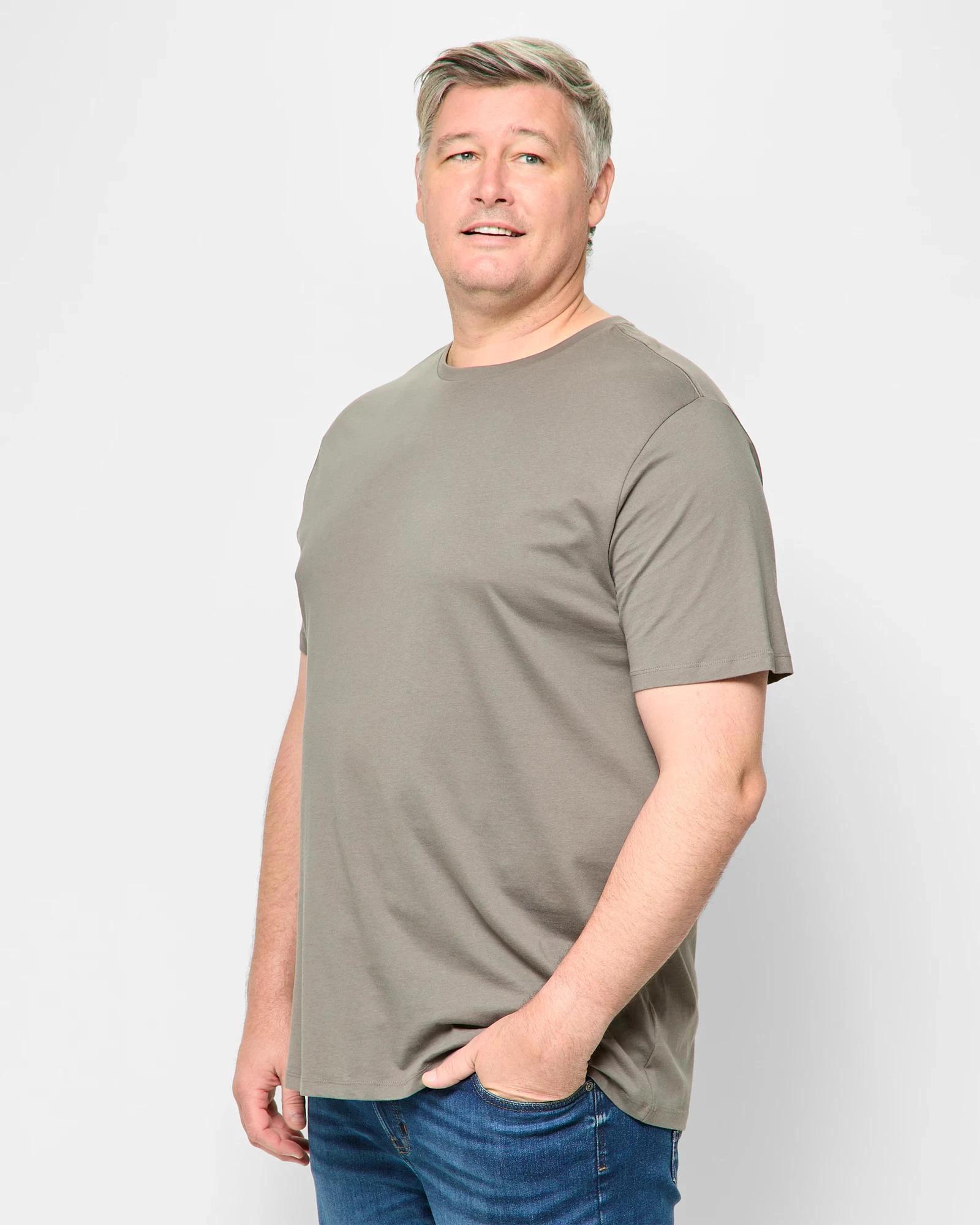 3 Target Plus Australian Cotton Crew T-Shirt MUSHROOM, 3 of 5