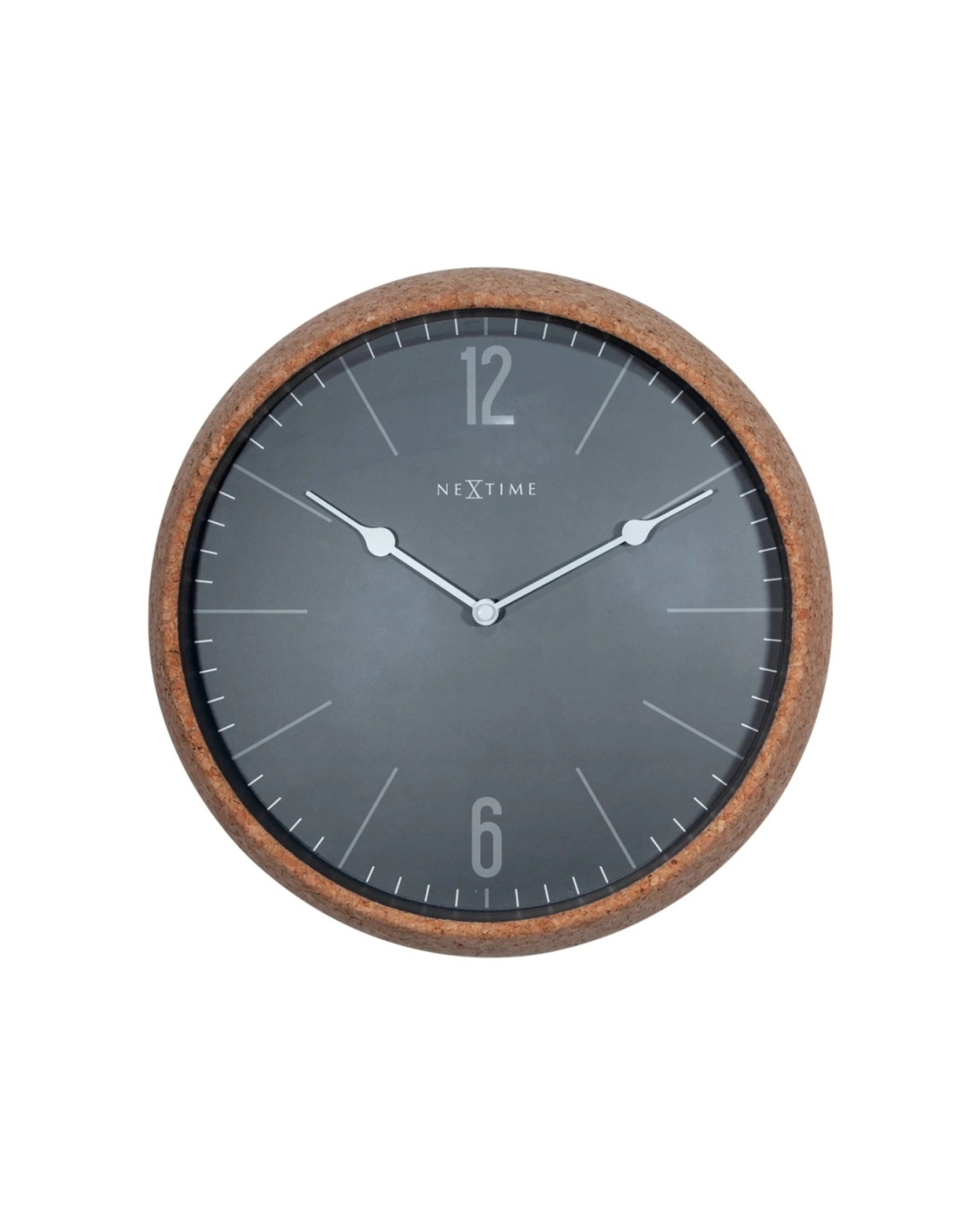 1 NeXtime Cork Wall Clock Silent Sweep Dome Glass Cork Case 30cm - Grey, 1 of 6