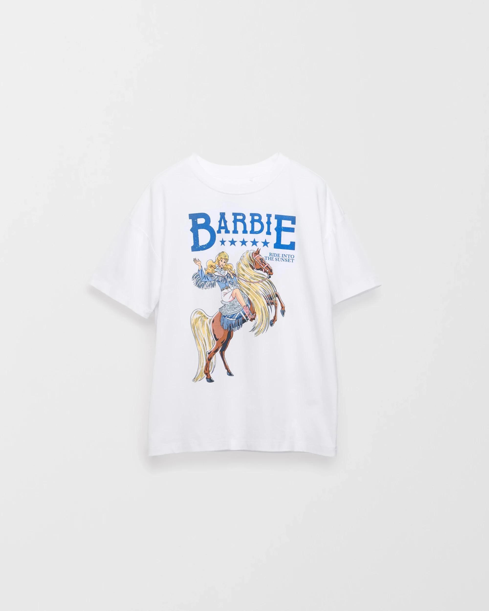 1 Cowgirl Barbie Australian Cotton T-Shirt BARBIE WHITE, 1 of 2