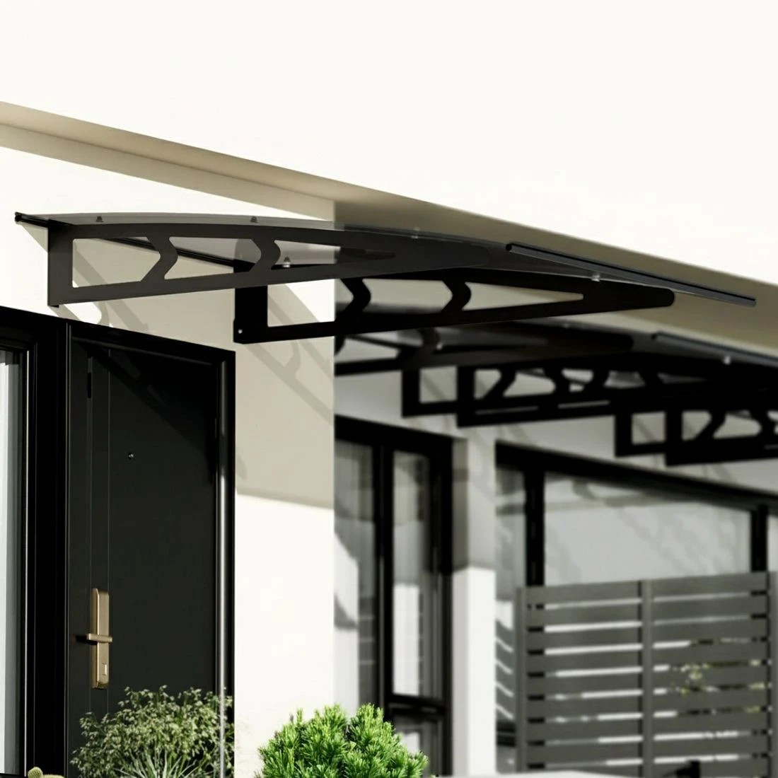 6 Instahut Window Door Awning Canopy 1mx2m  Solid Sheet Metal Frame - Grey, 6 of 6