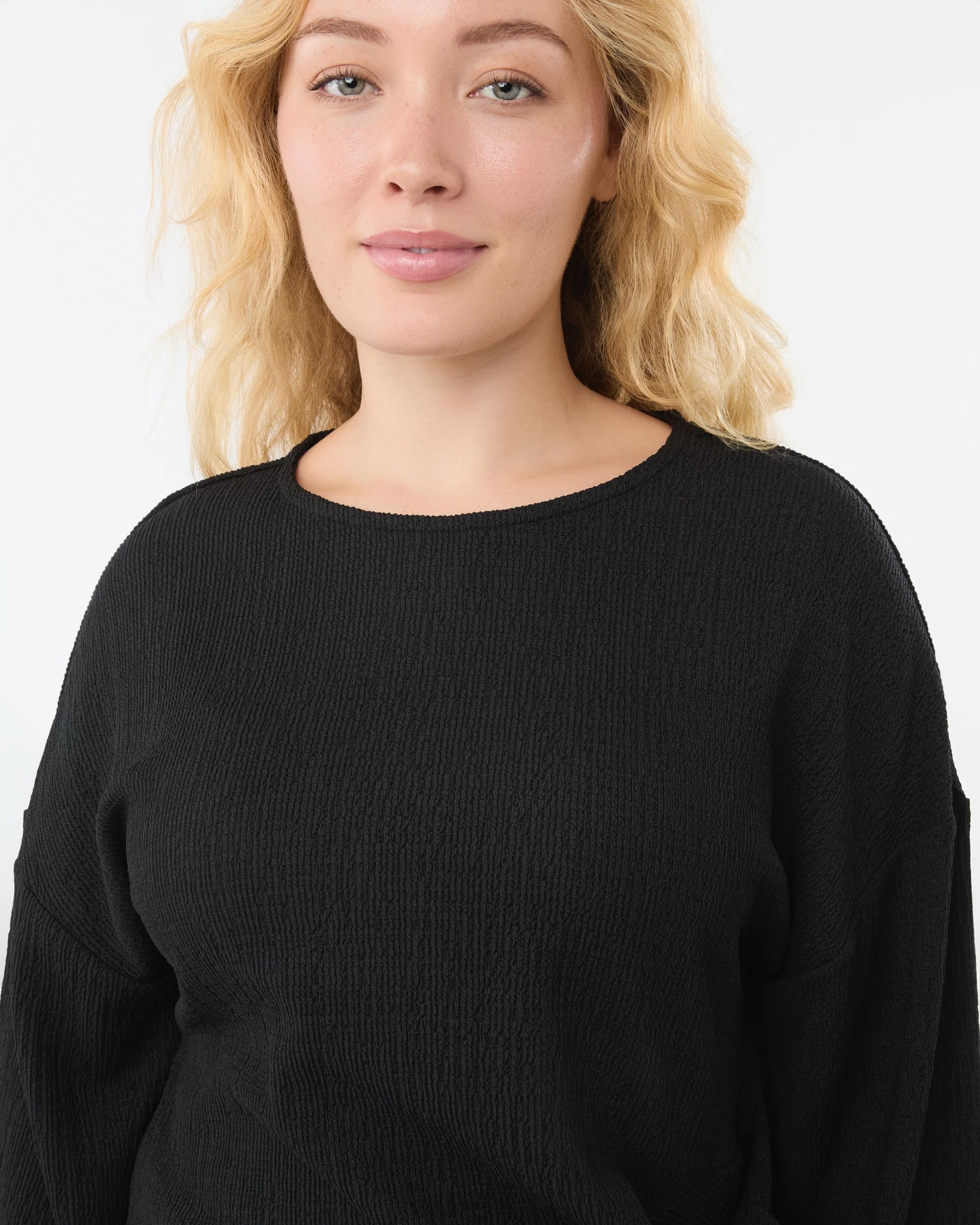 6 Long Sleeve Tie Side Top Black, 6 of 7