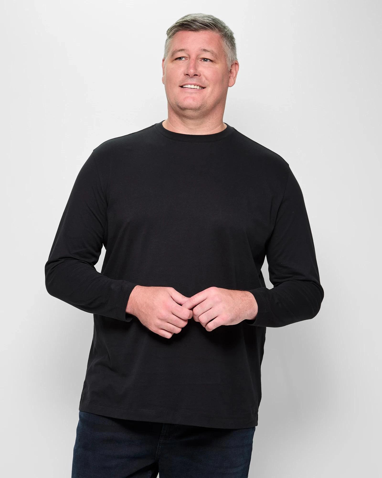 1 Target Man Plus Plus Size Australian Cotton Long Sleeve T-Shirt BLACK, 1 of 5