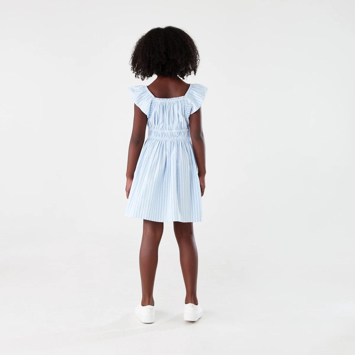8 Shirred Frill Dress LIGHT BLUE SEERSUCKER STRIPE, 8 of 8