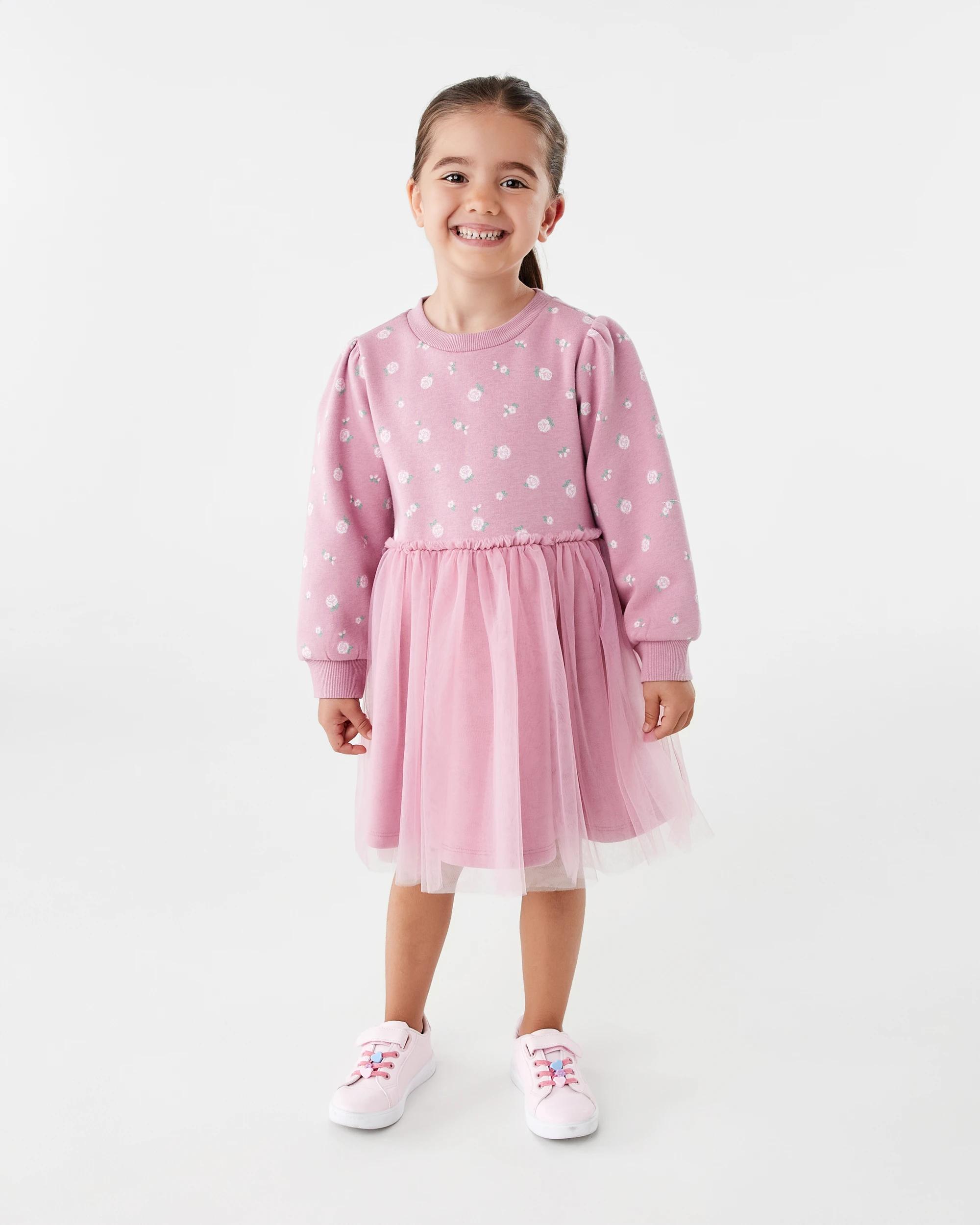 8 Long Sleeve Fleece Tutu Dress Pink Rose, 8 of 9