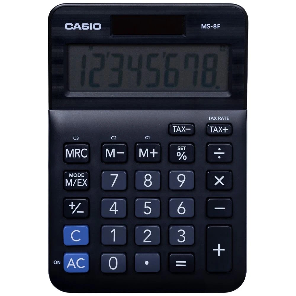 1 Casio 8 Digit Desk Calculator Black MS8F, 1 of 4