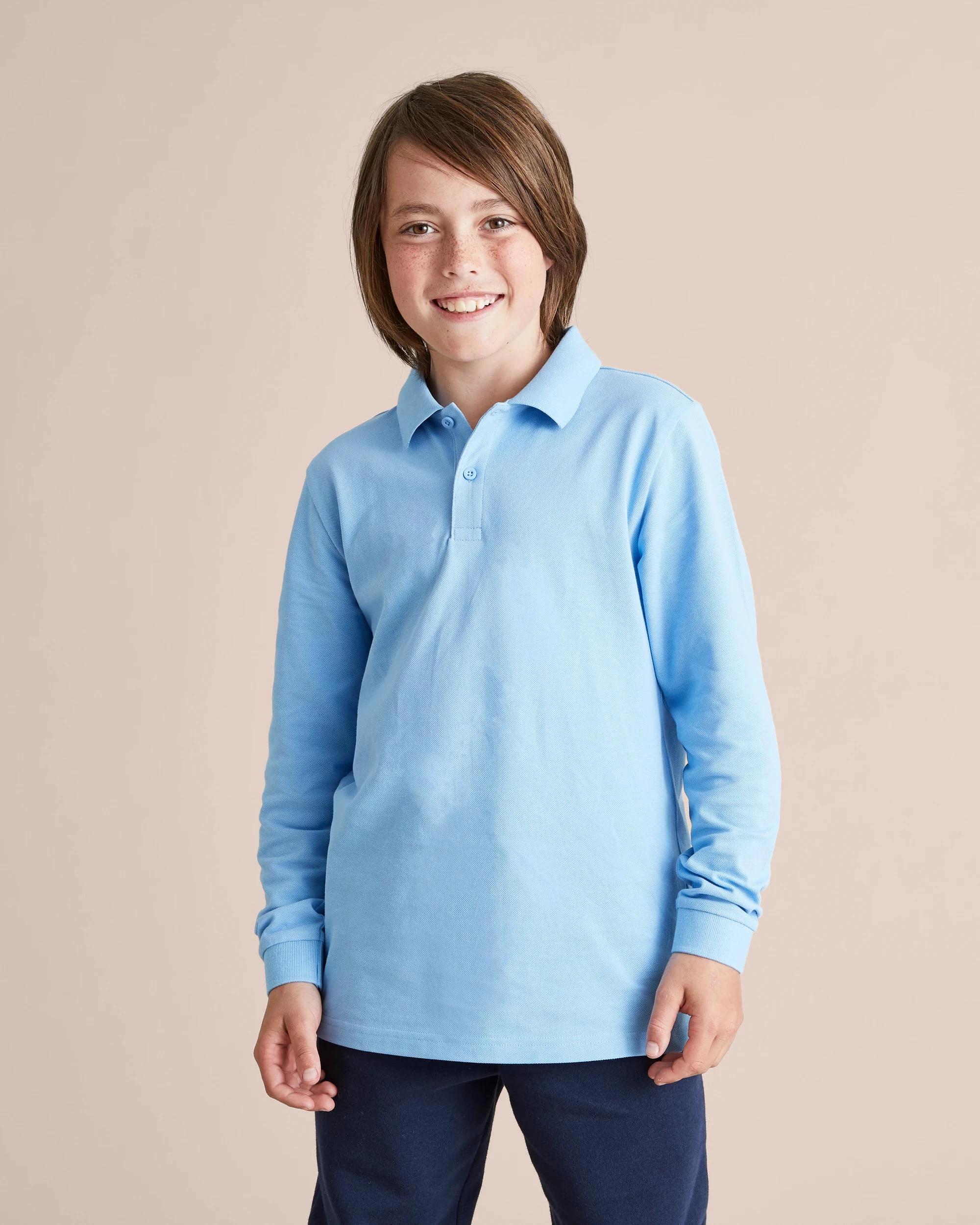 4 Target Long Sleeve Polo Top SKY BLUE, 4 of 8