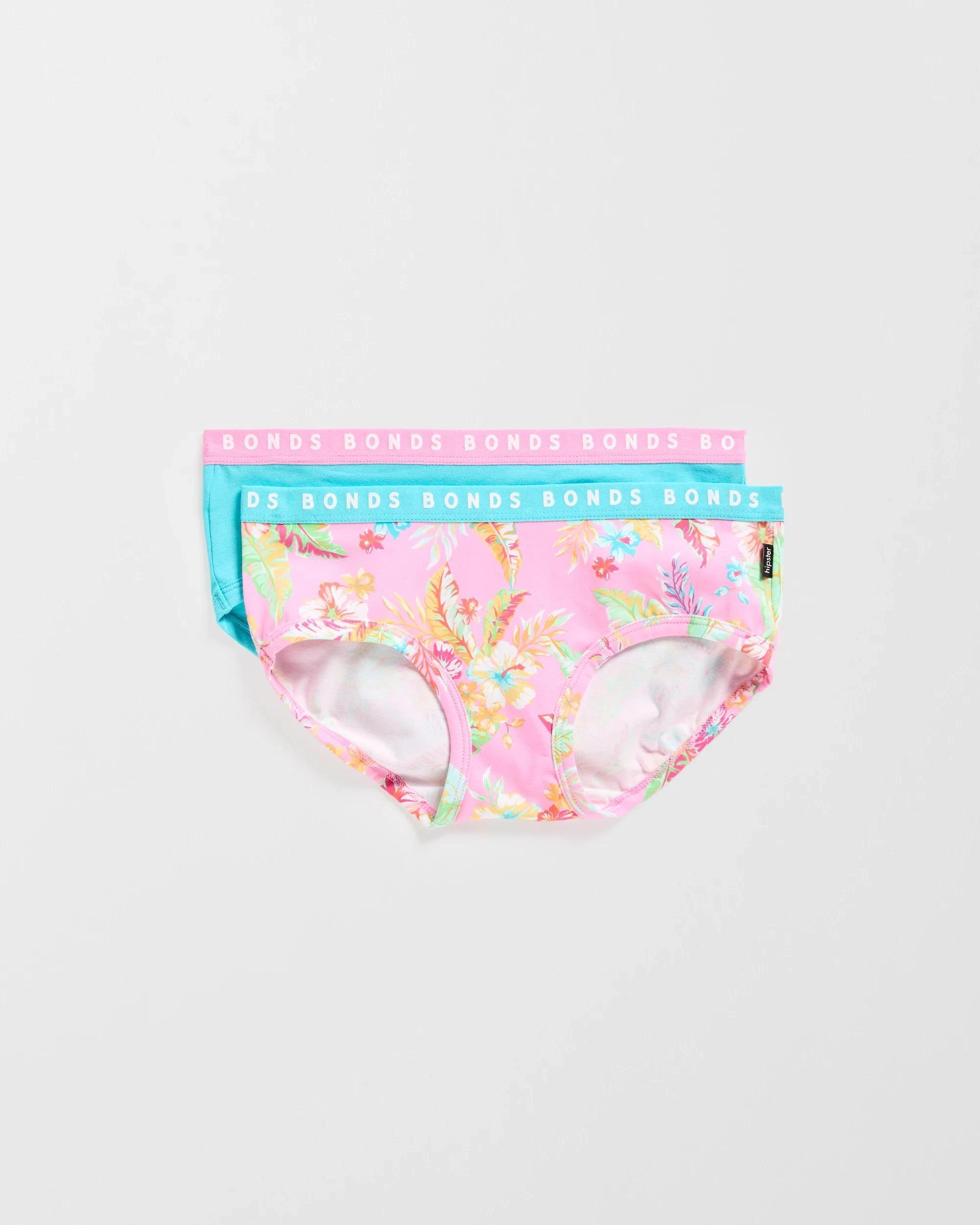 1 Womens Hipster Boyleg Briefs 2 Pack - Bonds PINK FLORAL/BLUE, 1 of 4