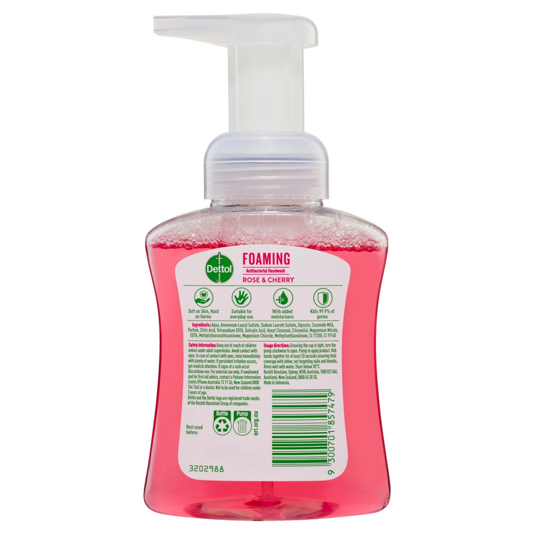 2 Dettol Foaming Antibacterial Handwash 250ml - Cherry and Rose Fragrance, 2 of 5