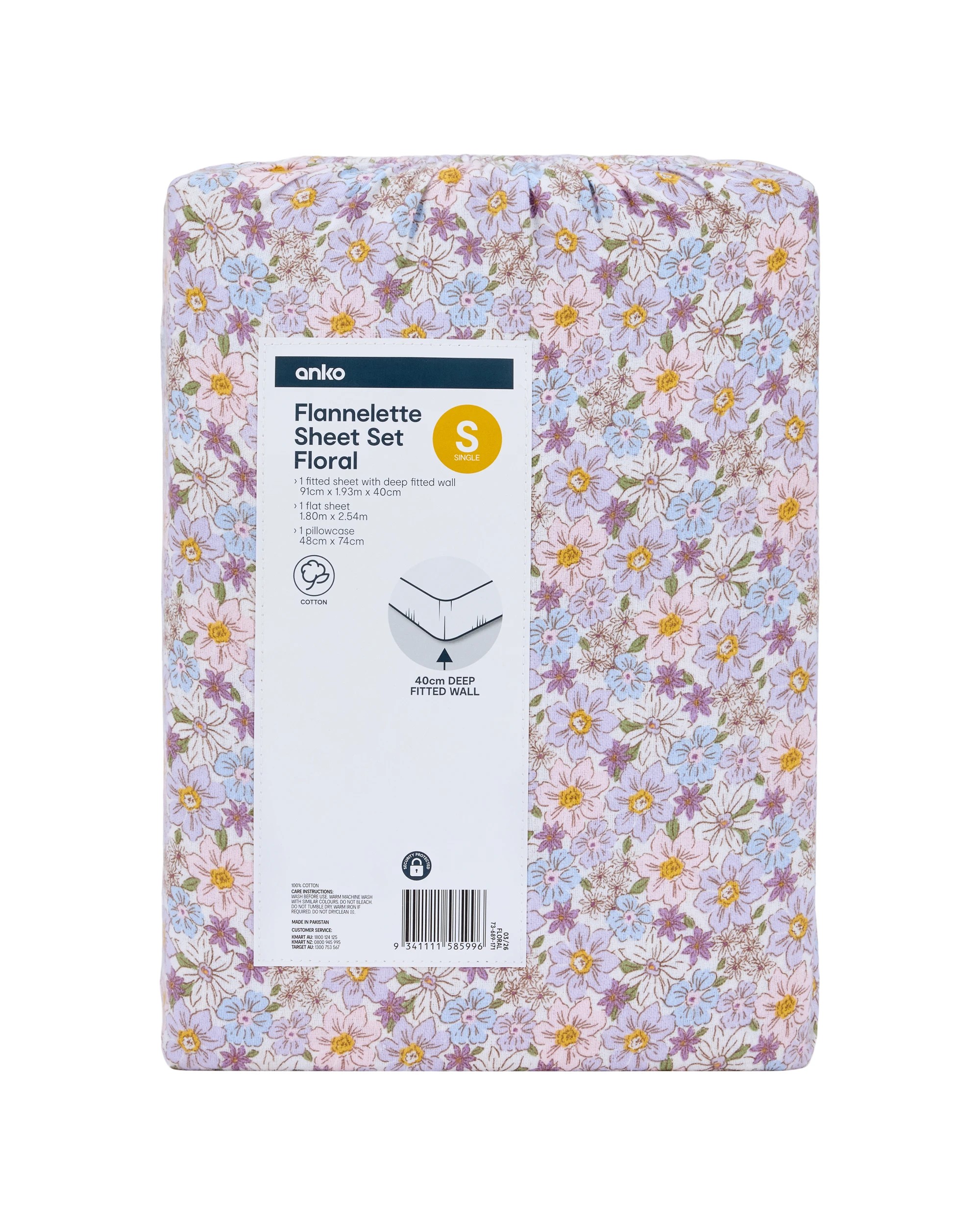 7 Floral Cotton Flannelette Sheet Set - Single Bed, 7 of 7