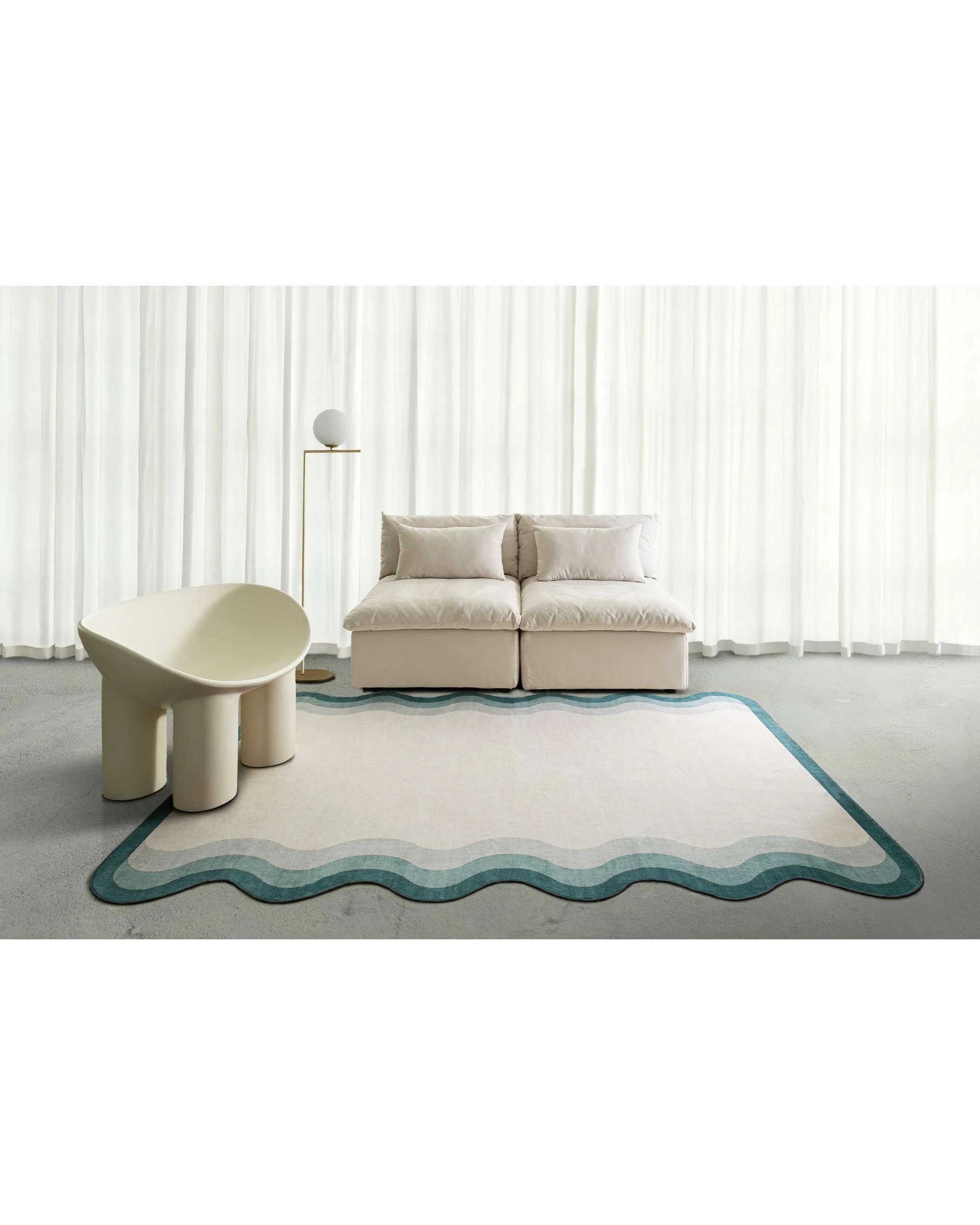 2 Loopsie Salamanca Tonal Scalloped Washable Rug-370cm x 270cm - Green, 2 of 8