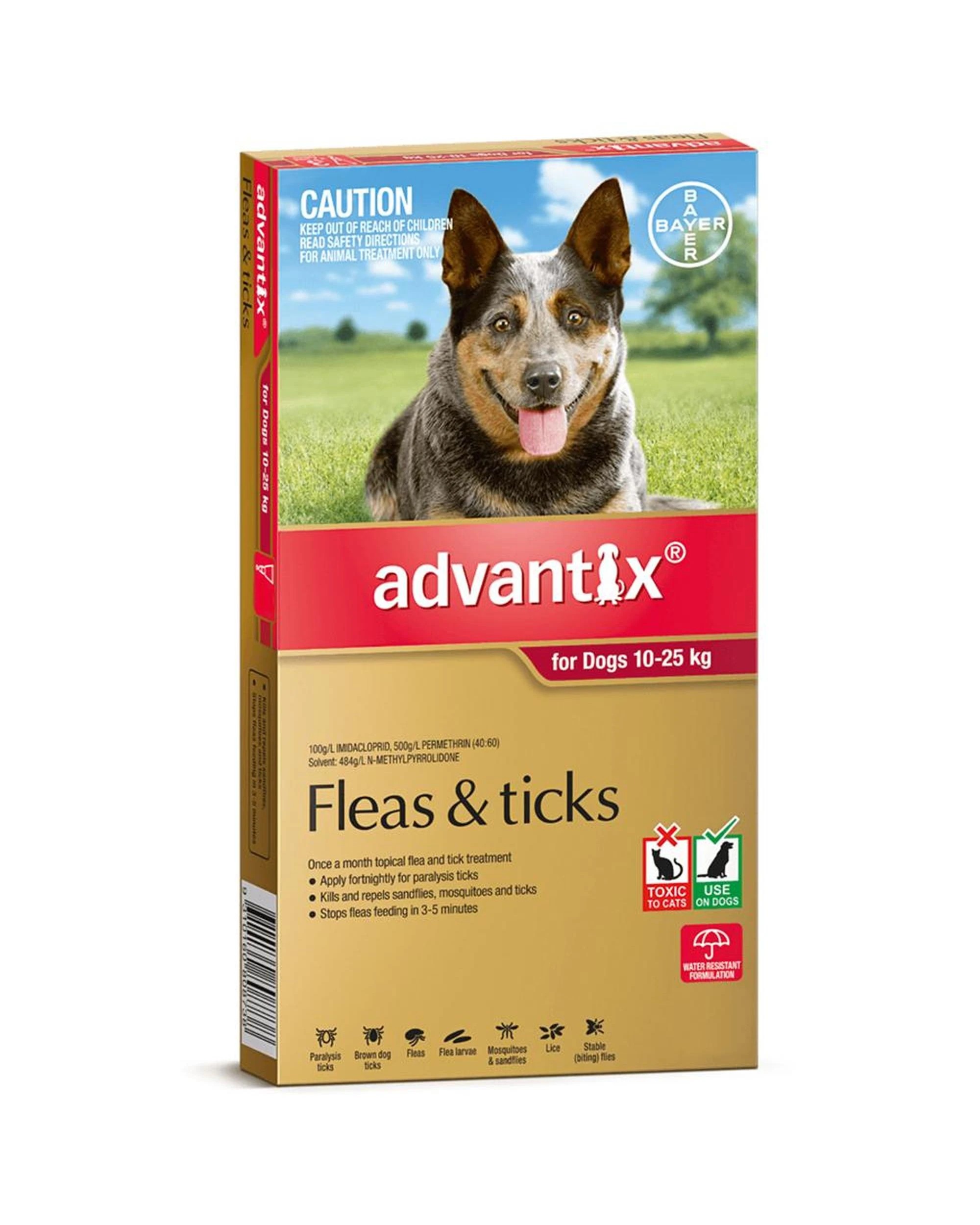 1 Advantix Large Dog 10-25kg Red Spot On Flea & Tick Treatment 3 Pack, 1 of 1