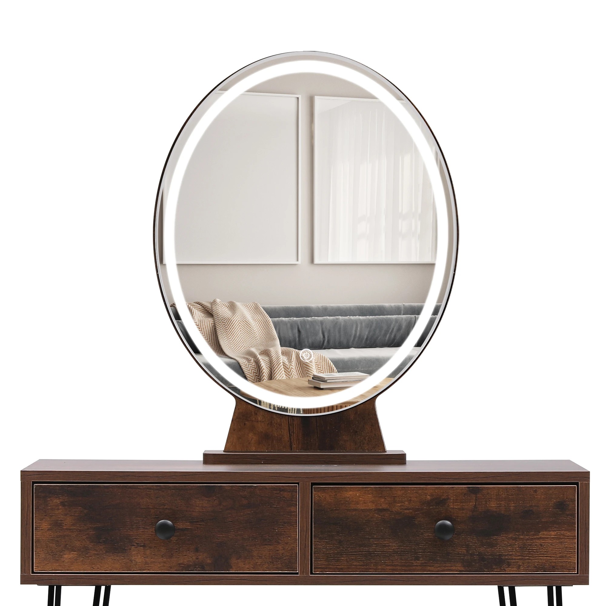 5 Levede Led Mirror Dressing Table Set - Brown, 5 of 9
