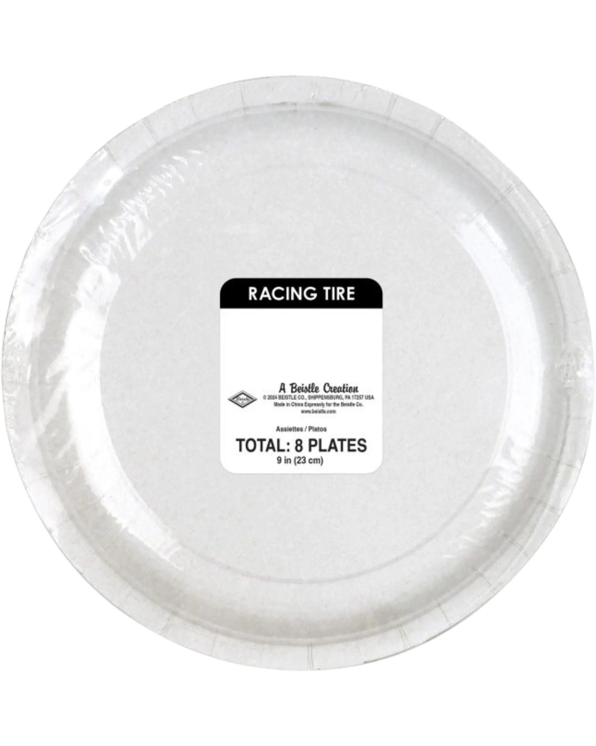 2 Beistle Racing Tyre Large Paper Plates Pack of 8 - Black, 2 of 2