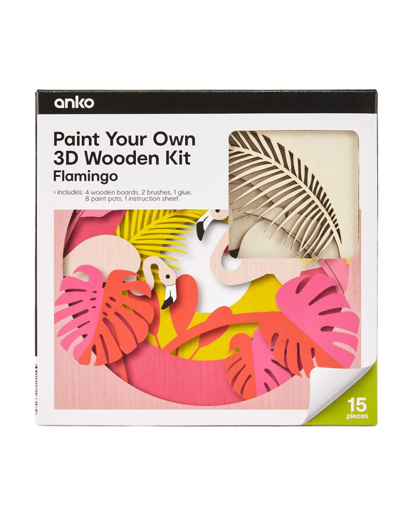 15 Piece Paint Your Own 3D Wooden Kit - Flamingo