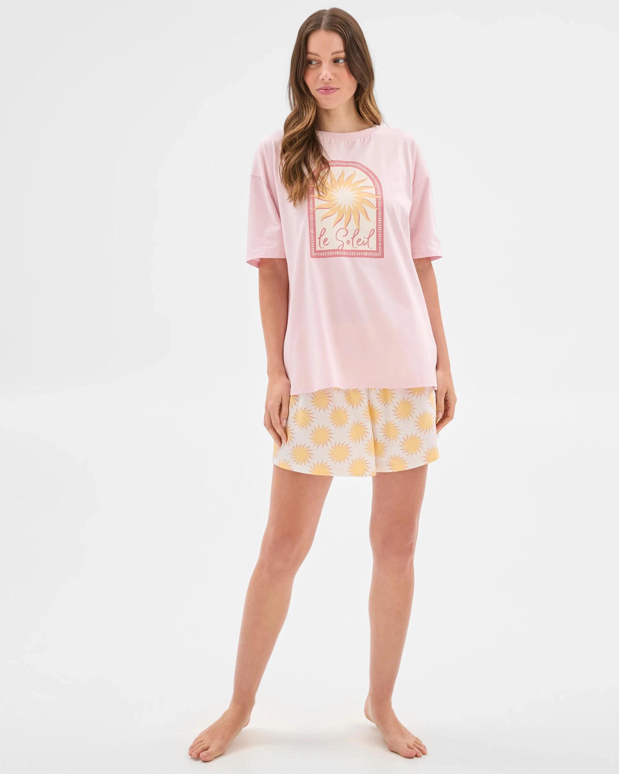 2 Target Australian Cotton T-Shirt and Shorts Pyjama Set LE SOLEIL, 2 of 7