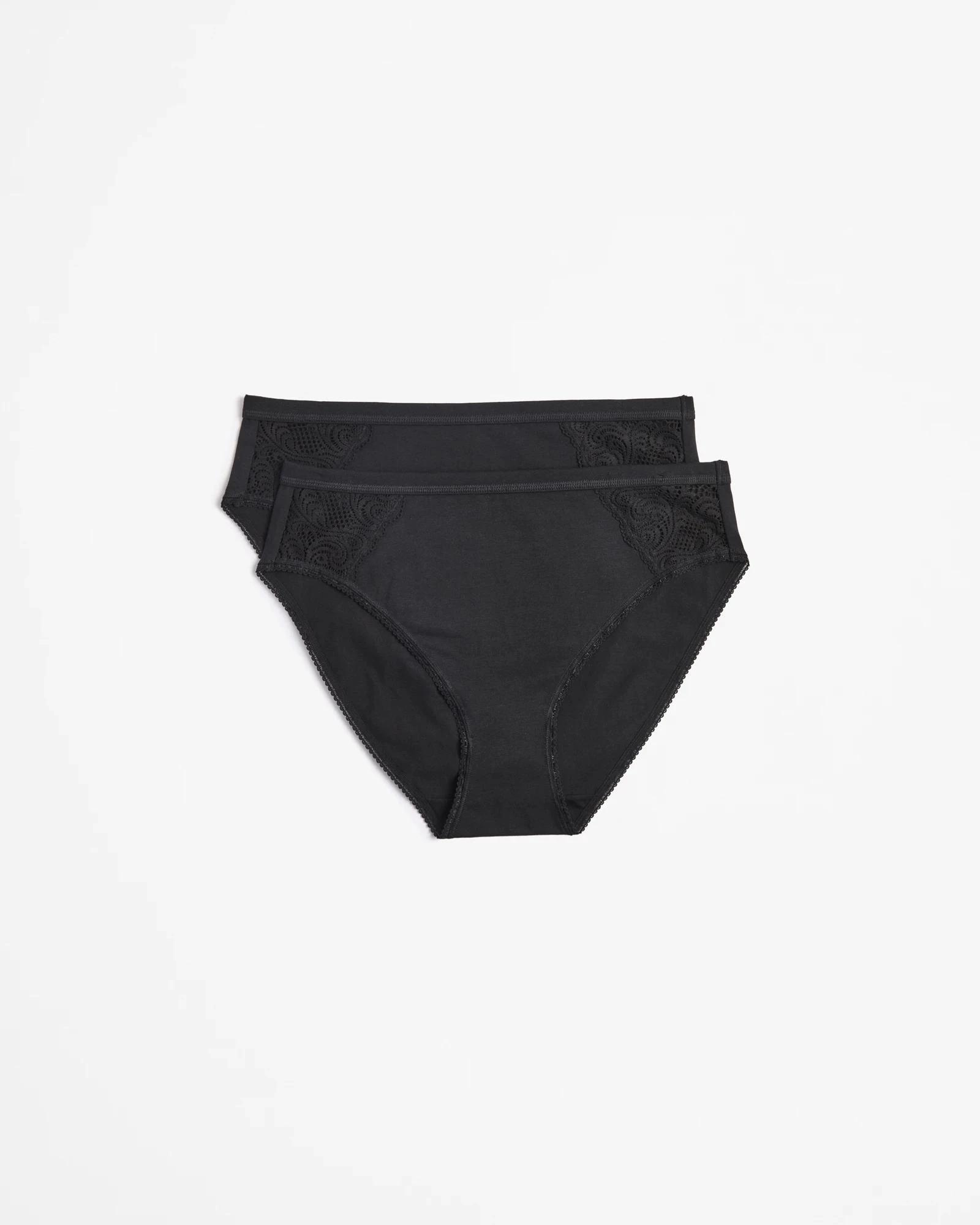 1 Target Woman Australian Cotton and Lace 2 Pack High Cut Briefs BLACK, 1 of 4