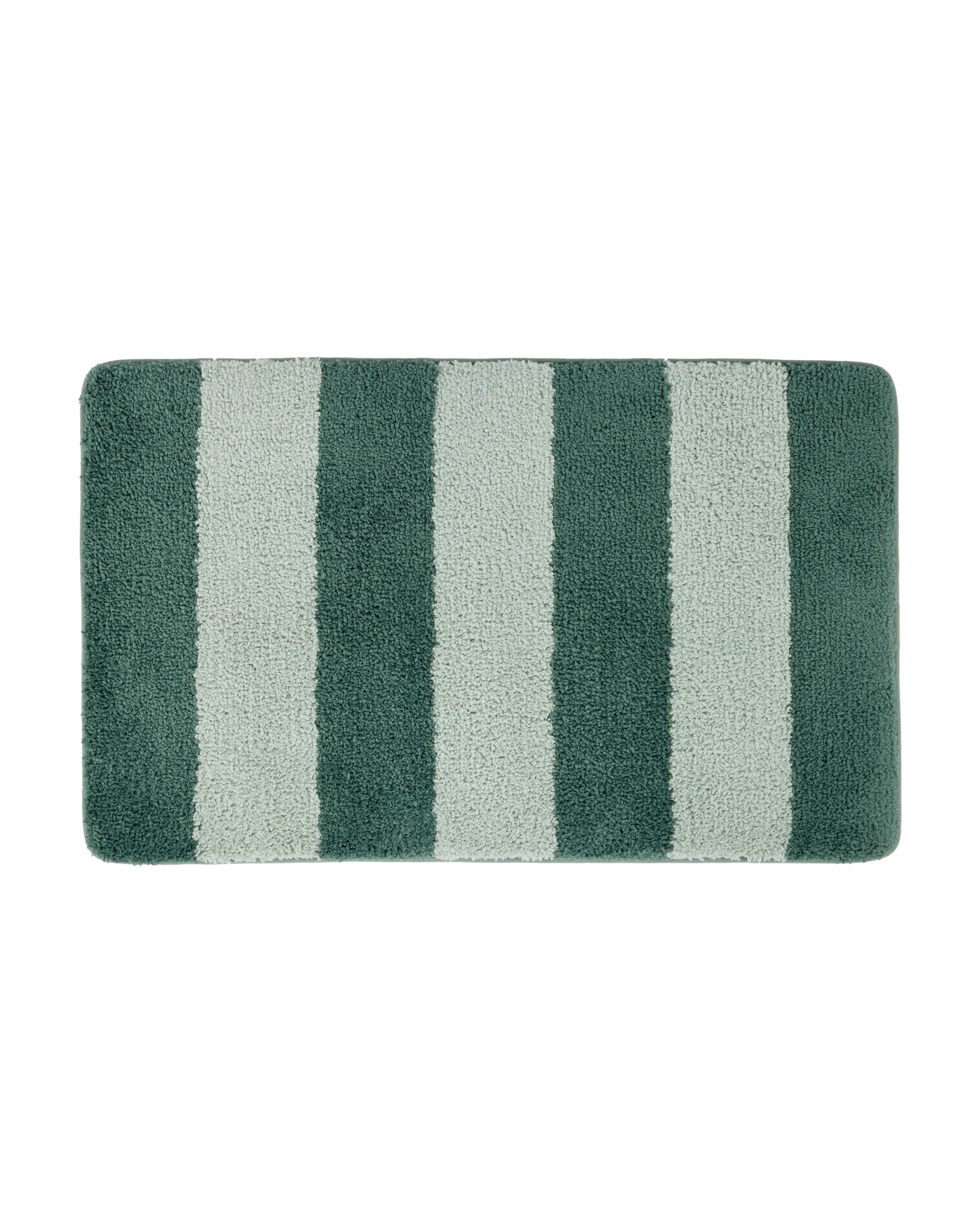 1 Memory Foam Bath Mat - Green Stripe, 1 of 5