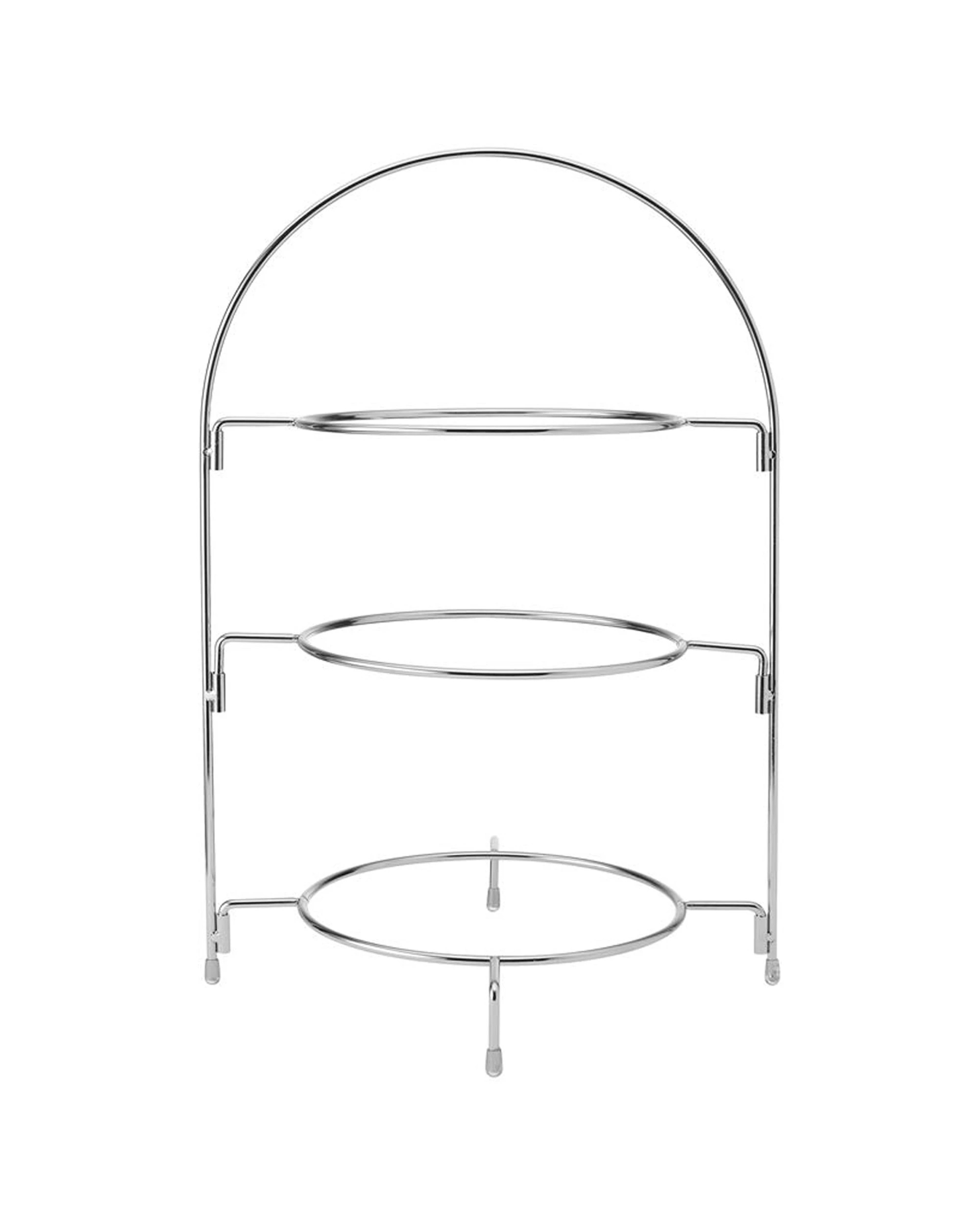 1 Artesa 3 Tier Metal Food Serving Stand Afternoon Tea Cake Stand - Silver, 1 of 3