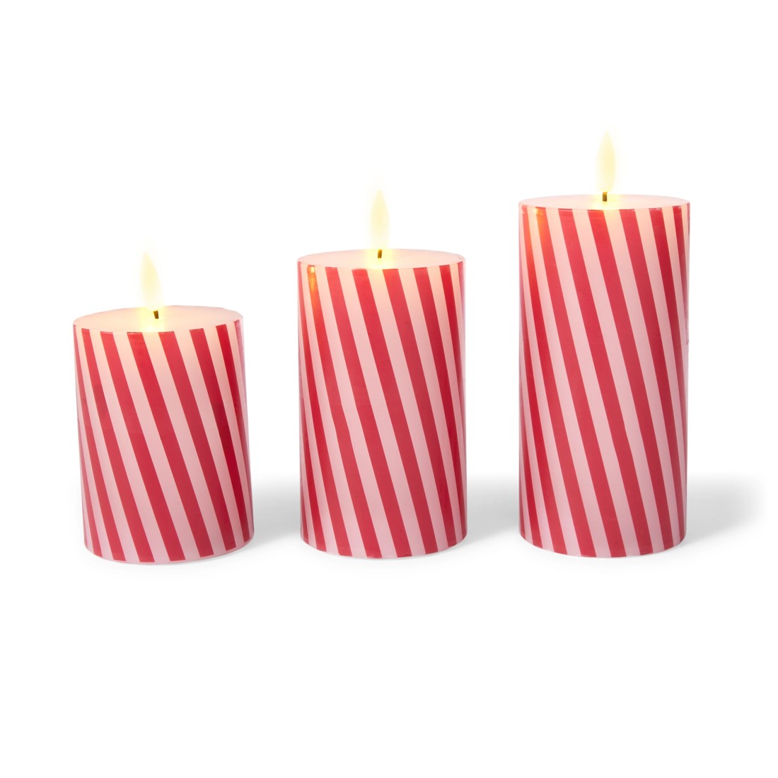 1 LED Red and White Stripe Candle Set, 1 of 9