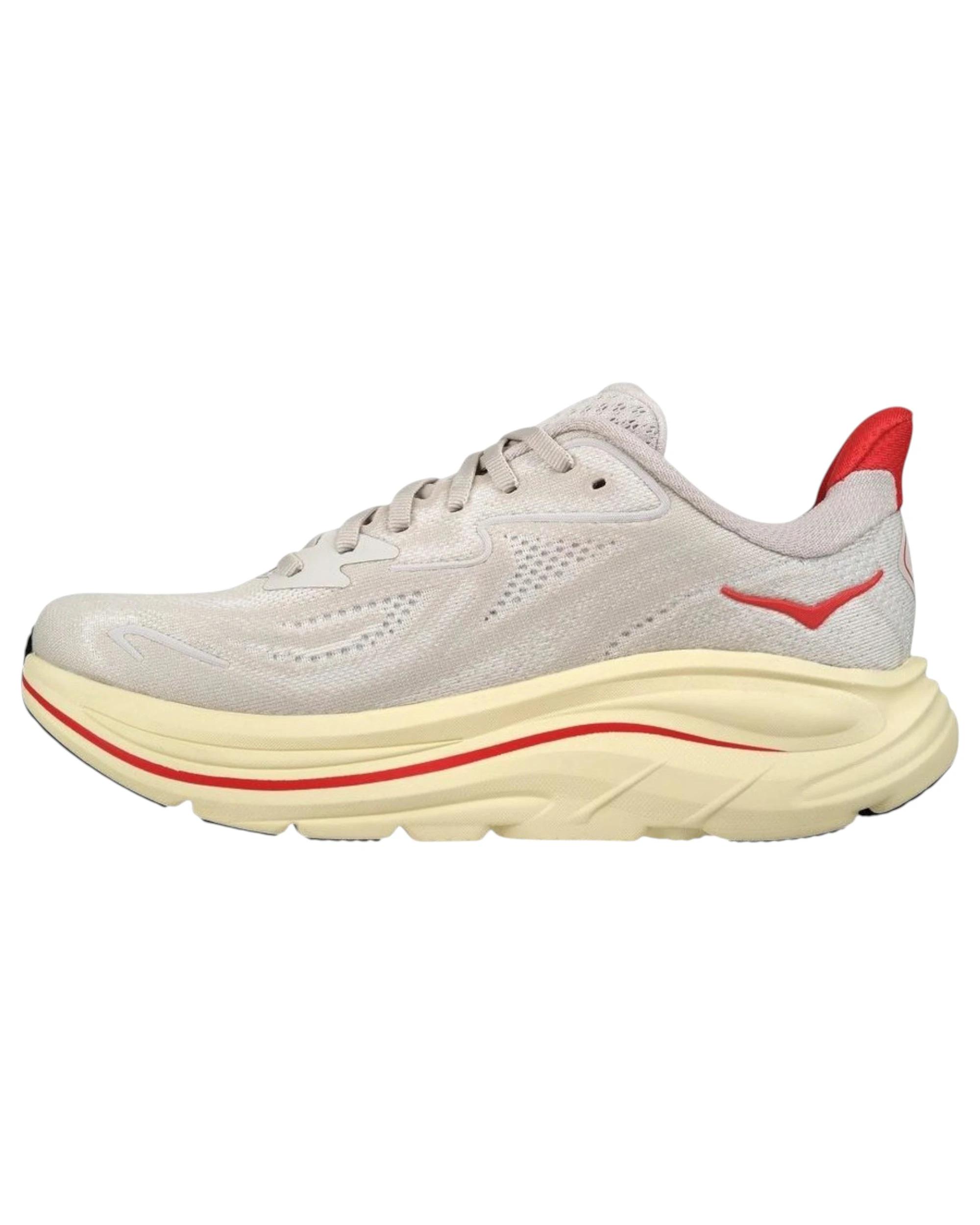 2 Hoka Womens Clifton 10 Gold Athletic Running Shoes STUCCO/CERISE, 2 of 7