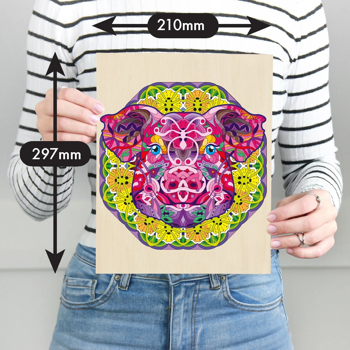 7 Puzzle Master 121 Piece Wooden Jigsaw Puzzle, Pig, 7 of 8