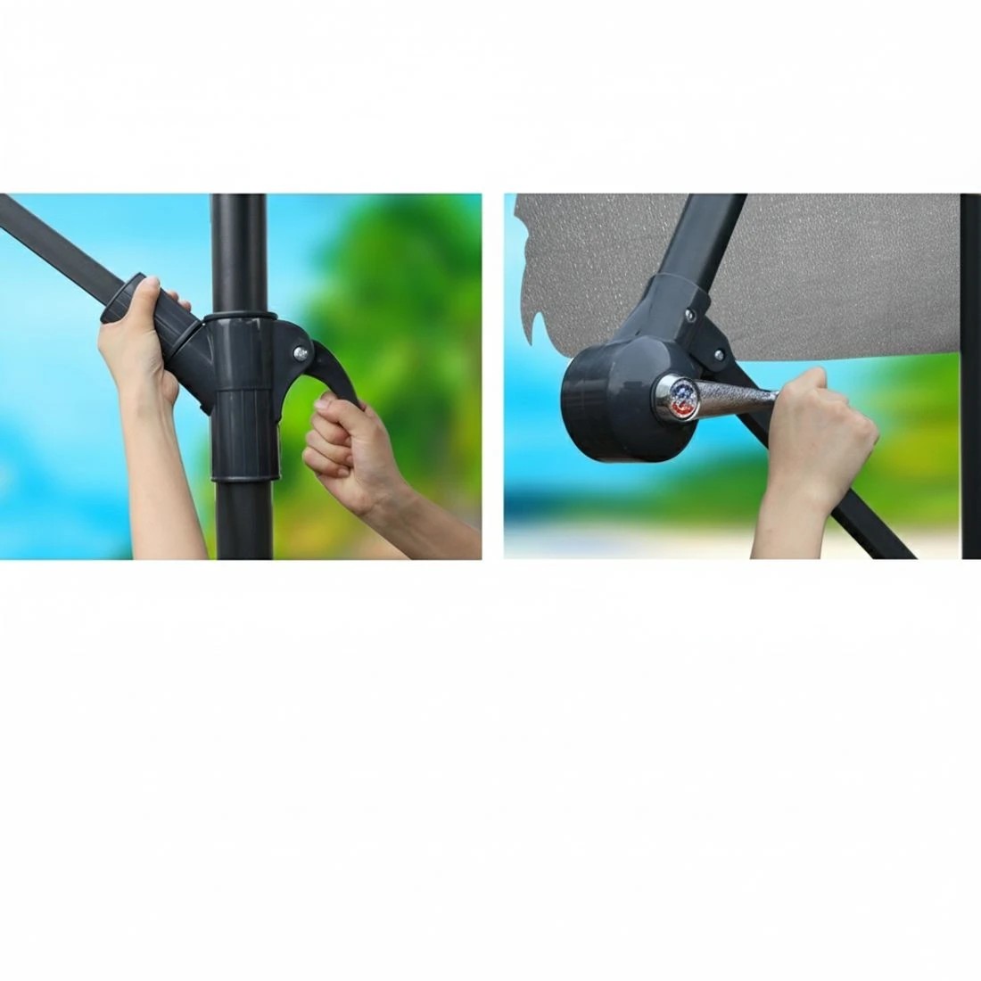 4 Instahut 3m Outdoor Umbrella w/Base Cantilever Beach Garden Patio - Grey, 4 of 6