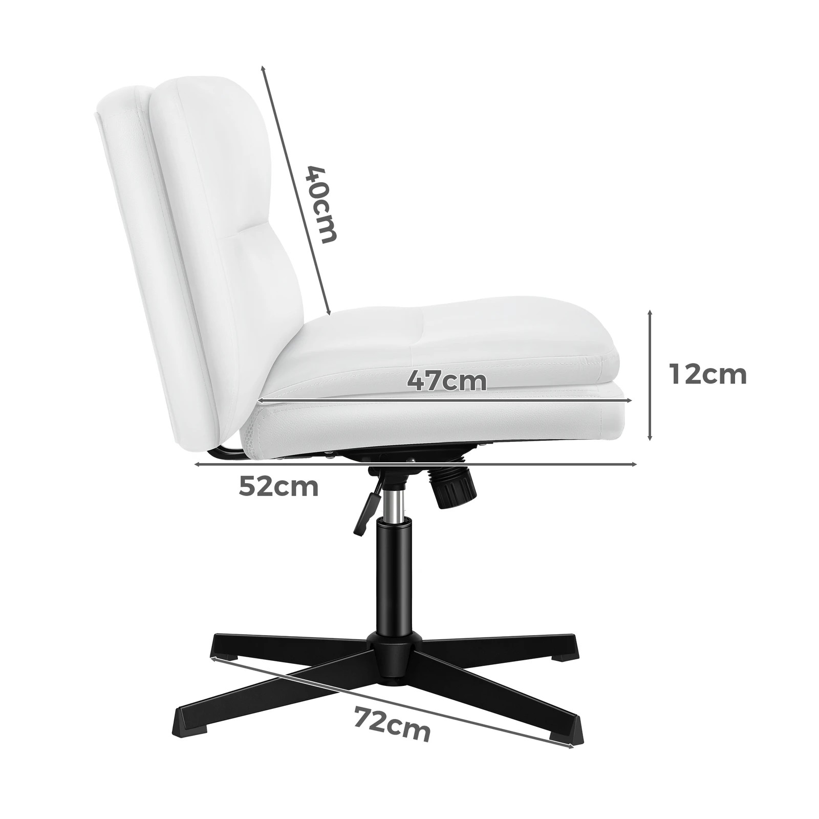 6 Alfordson Office Chair Computer Cross-legged Seat Work Ottoman PU Leather - White, 6 of 10