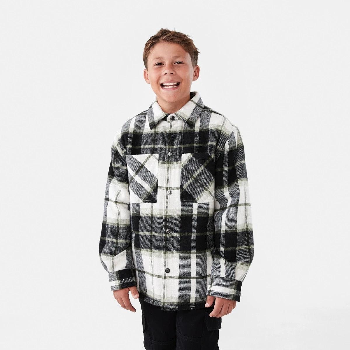 2 Sherpa Lined Plaid Jacket Grn Check, 2 of 10