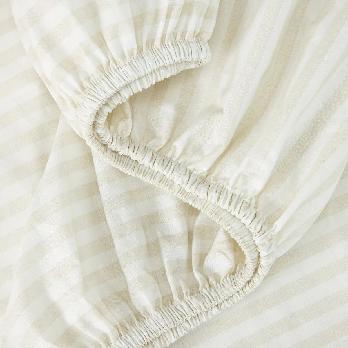 3 225 Thread Count Stripe Cotton Sheet Set - Double Bed, Natural, 3 of 6