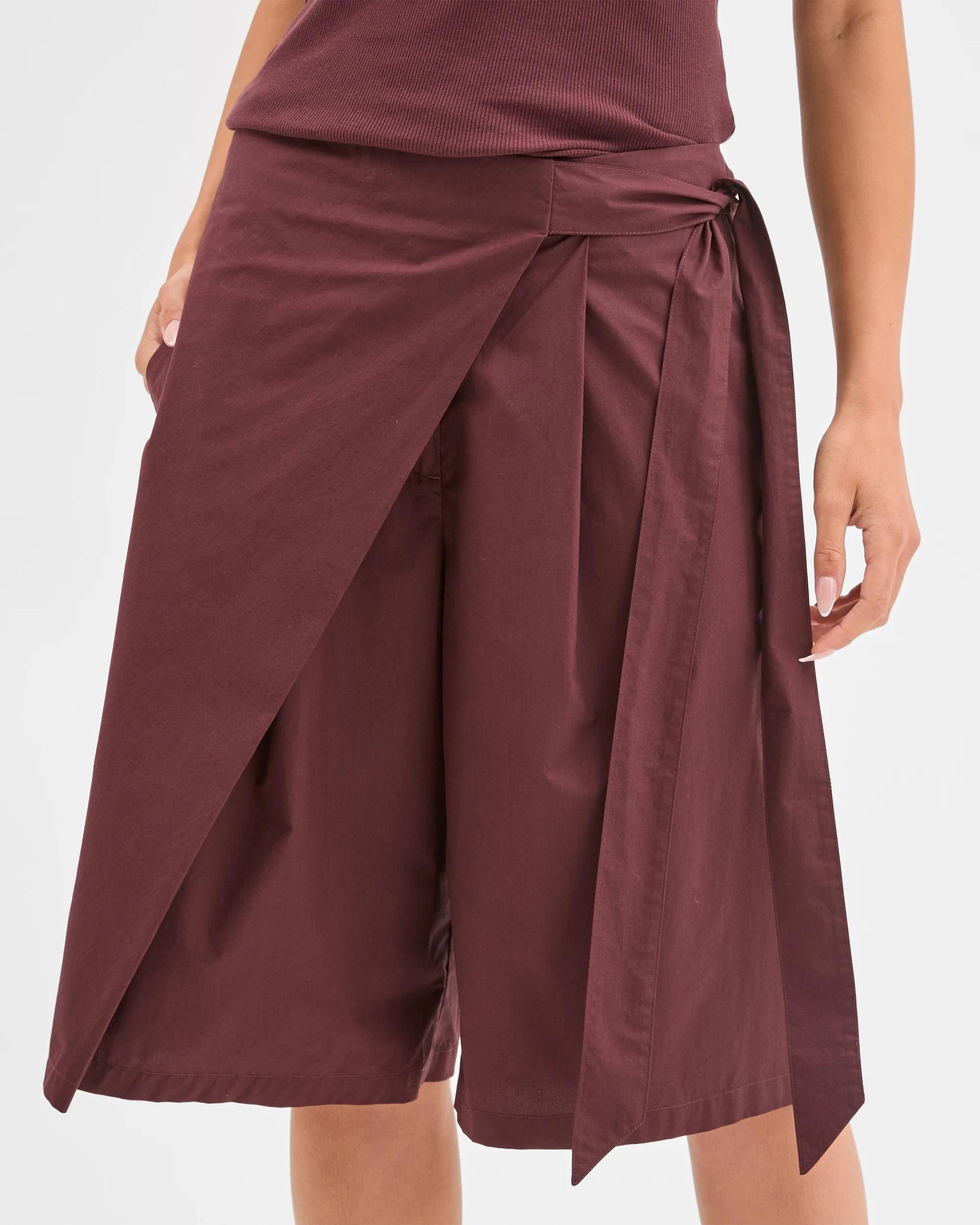 6 Lily Loves Australian Cotton Wrap Front Shorts BURGUNDY ROUGE, 6 of 6