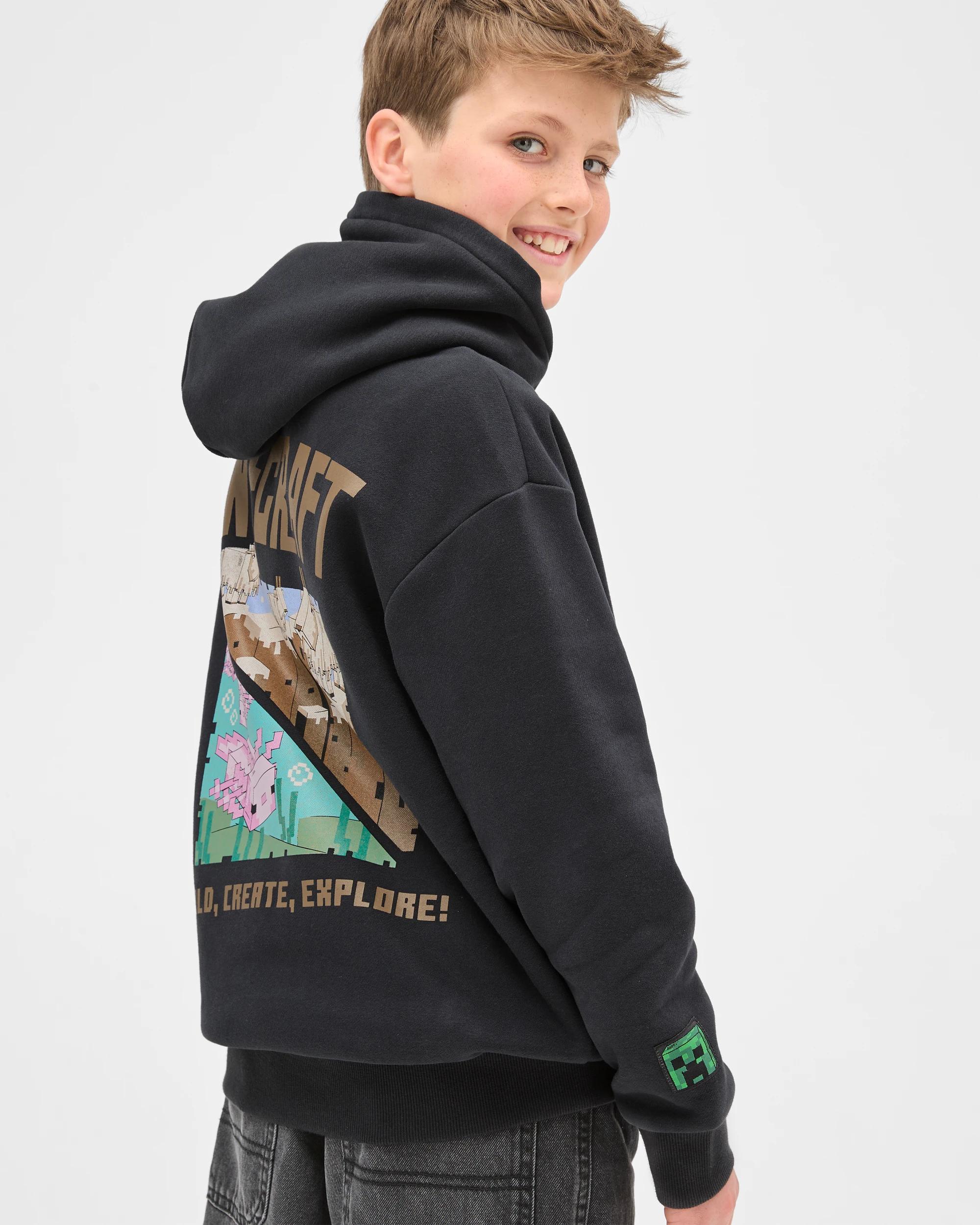 4 Minecraft Australian Cotton Blend Popover Hooded Jumper BLACK, 4 of 7