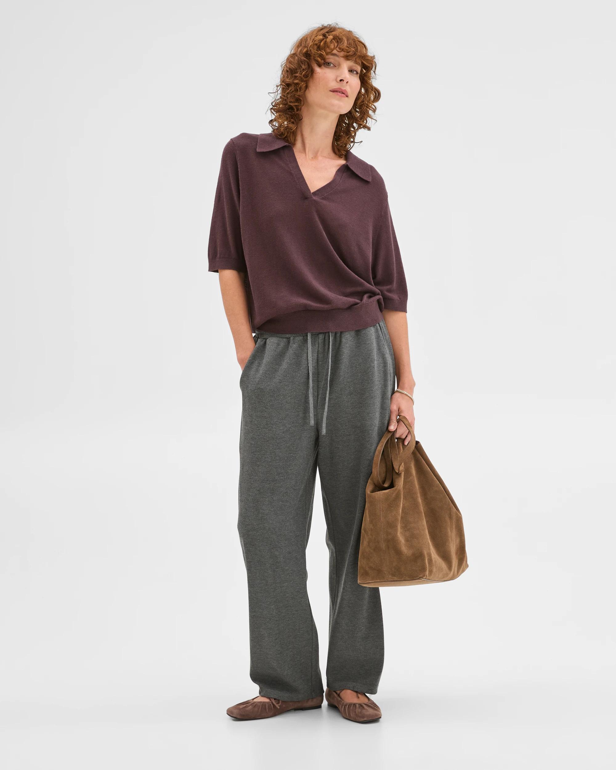 1 Target Woman Barrel Leg Jogger Pants GREY MELANGE, 1 of 5