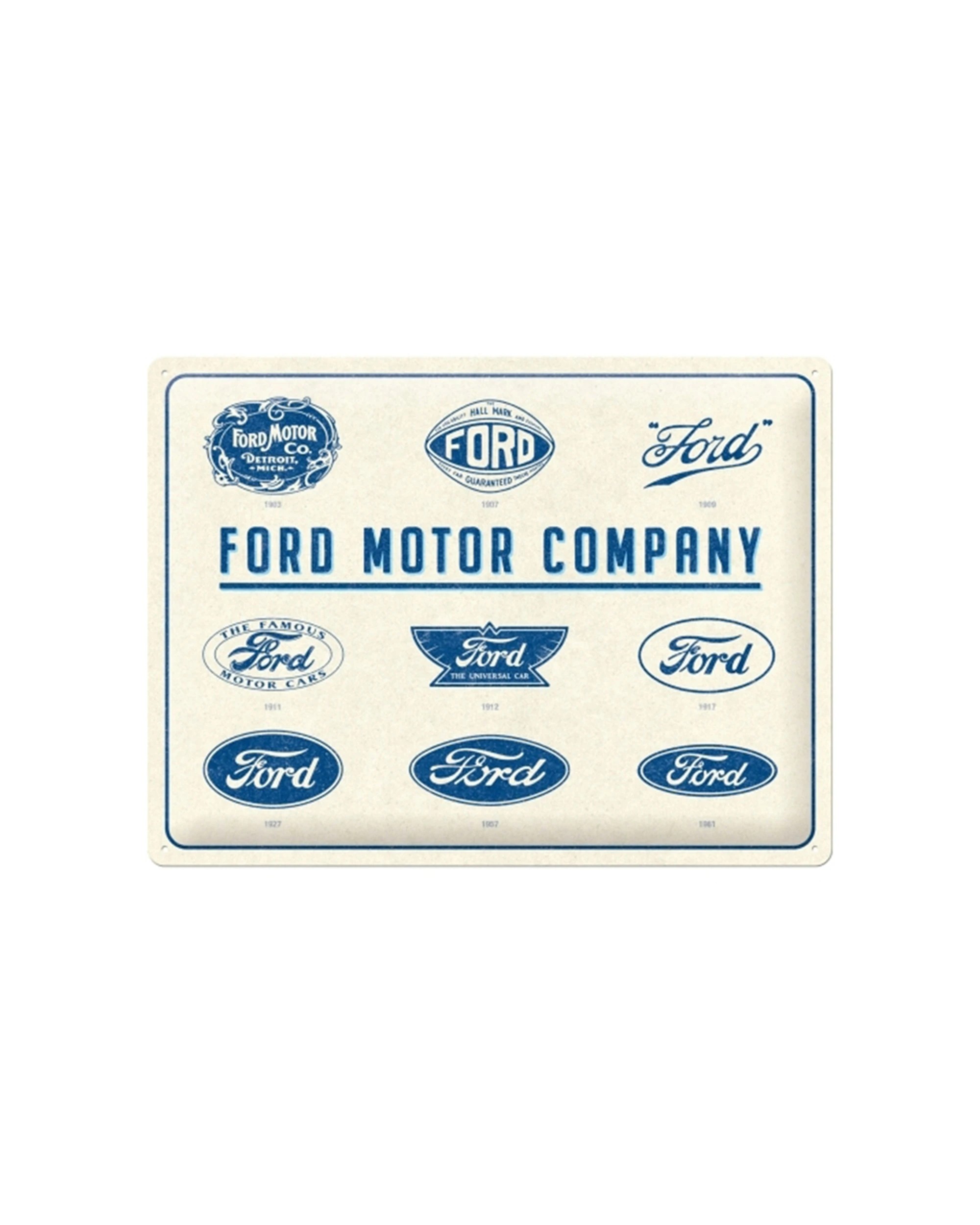 1 Nostalgic-Art Large 30x40cm Metal Wall Art Sign Plaque - Ford Logo Evolution - Multi, 1 of 4