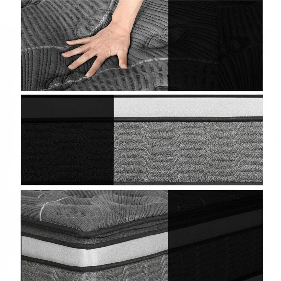 7 Giselle Bedding 34cm Mattress Double Layer Pocket Spring Double - Double Bed - Charcoal, 7 of 7