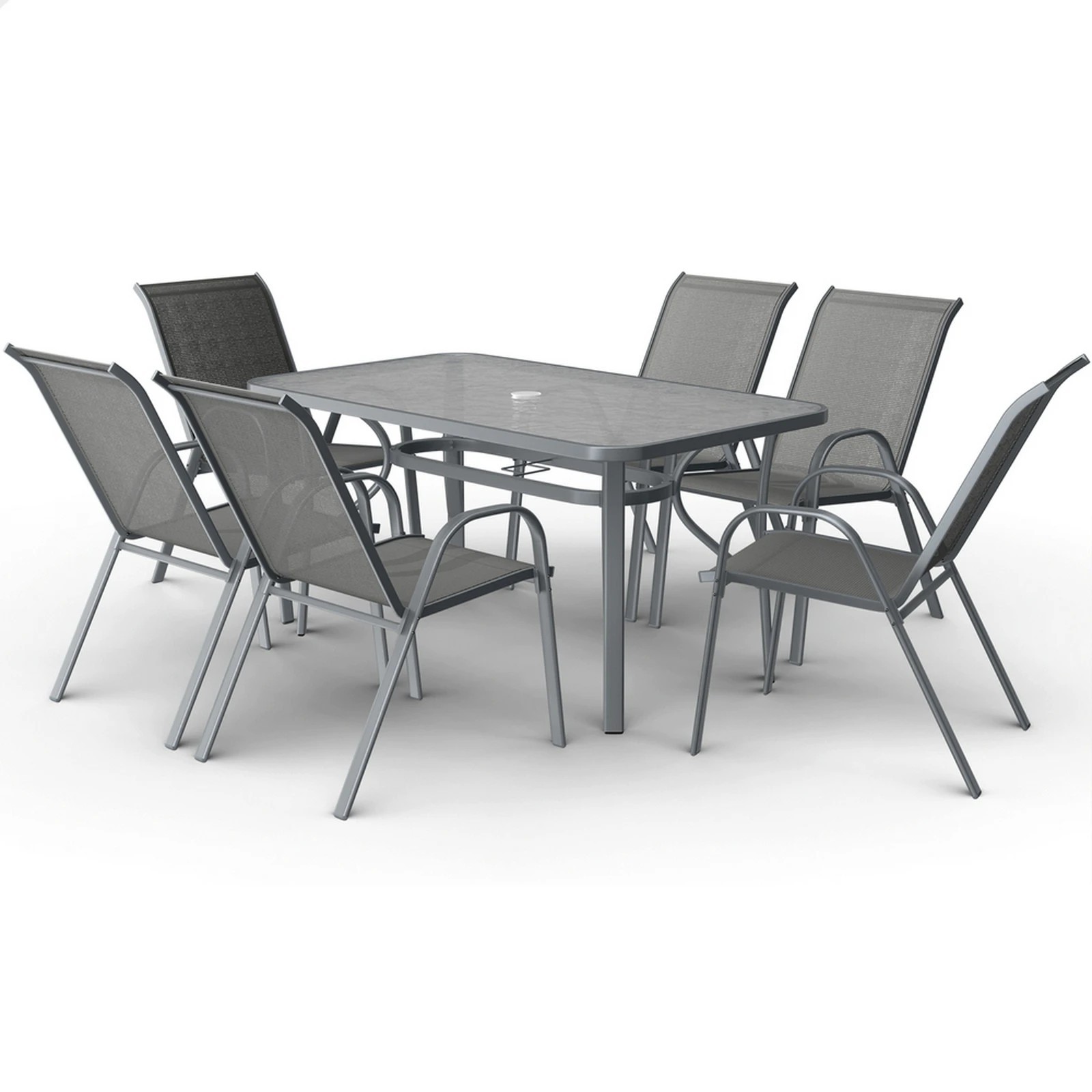 1 Alfordson 7PCS Outdoor Dining Set Garden Table and Chairs Patio Furniture - Grey, 1 of 10