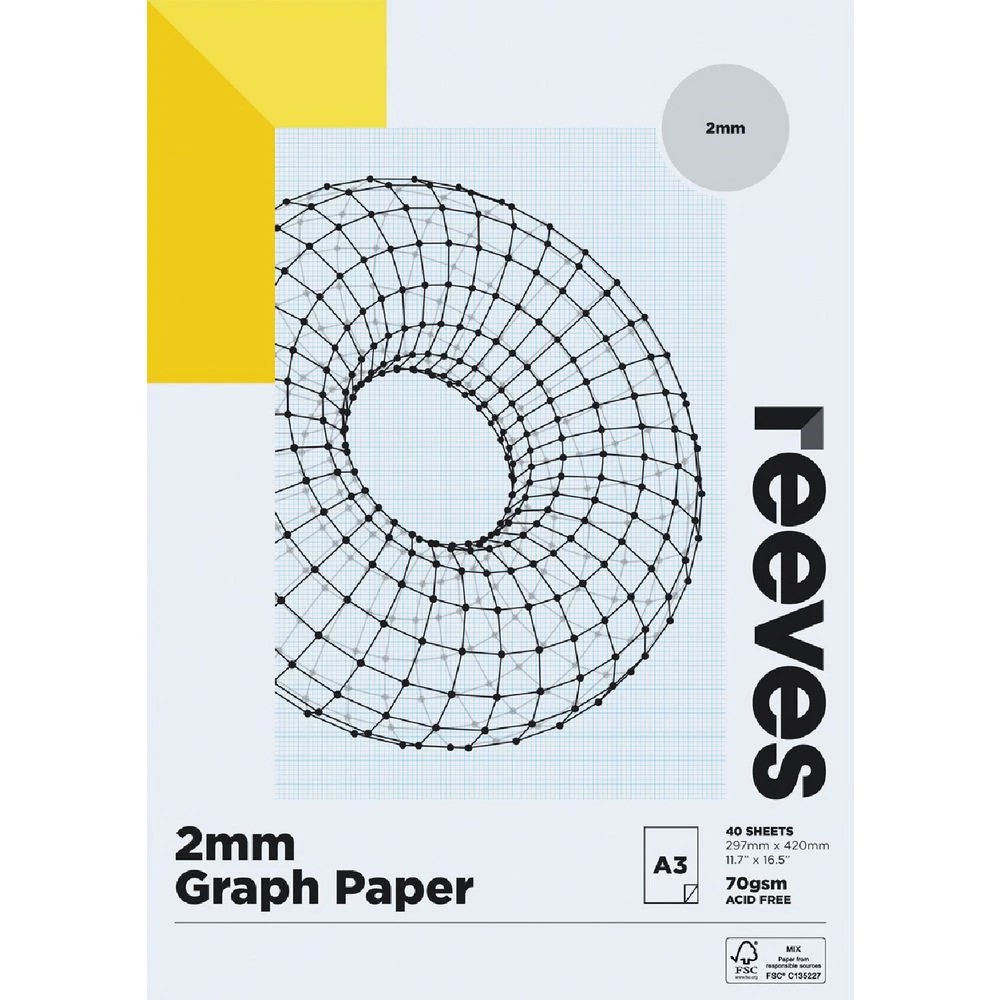1 Reeves 2mm Graph Pad 70gsm 40 Sheets A3, 1 of 1